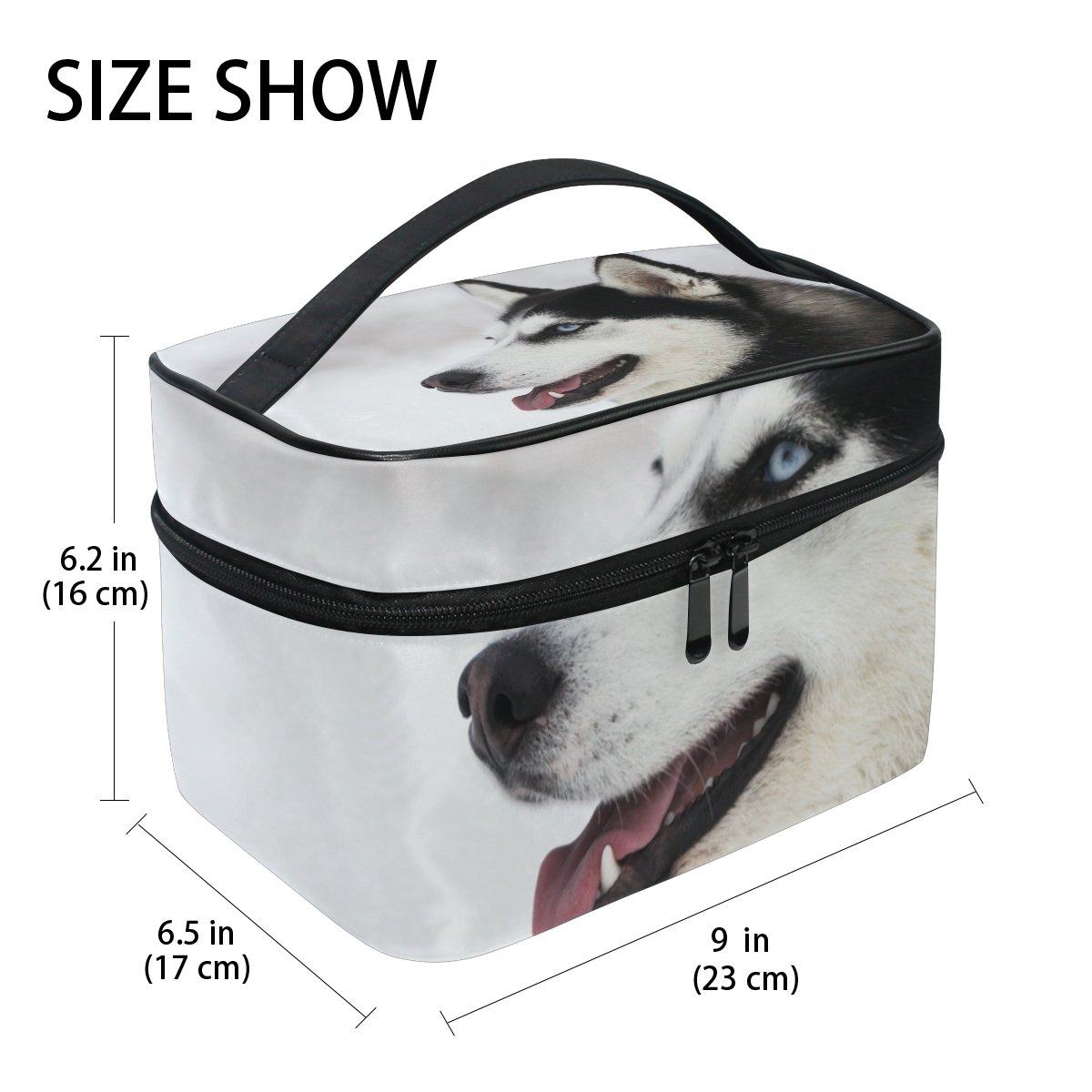 Cute Husky Dog Cosmetic Bag for Women - Waterproof Travel Makeup Train Case & Storage Organizer - Perfect for Travel, Gym, and Daily Beauty Essentials