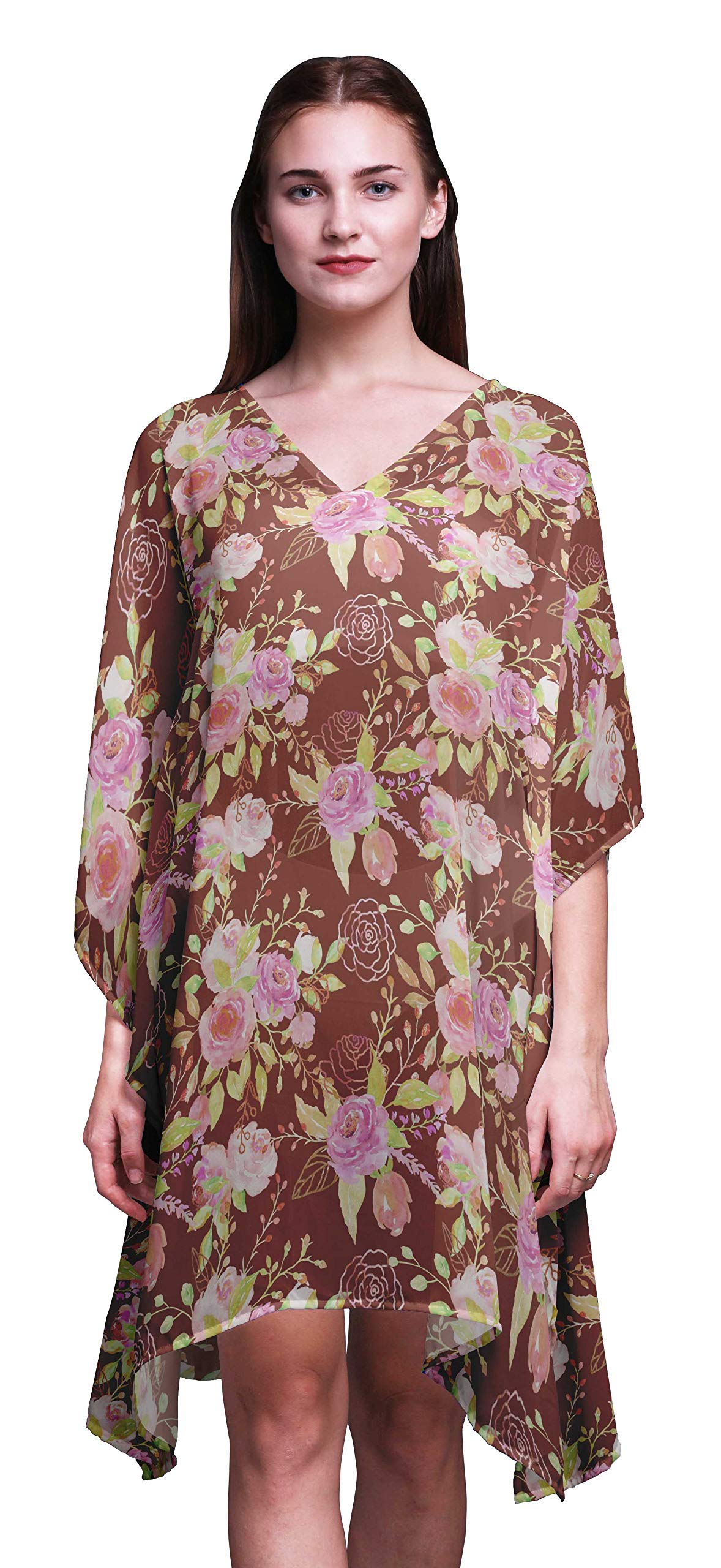 Bimba Women's Short Caftan Midi Dress - Beach Cover Up, Swimwear Wrap, Summer Boho Kaftan for Pool, Vacation & Resort Wear