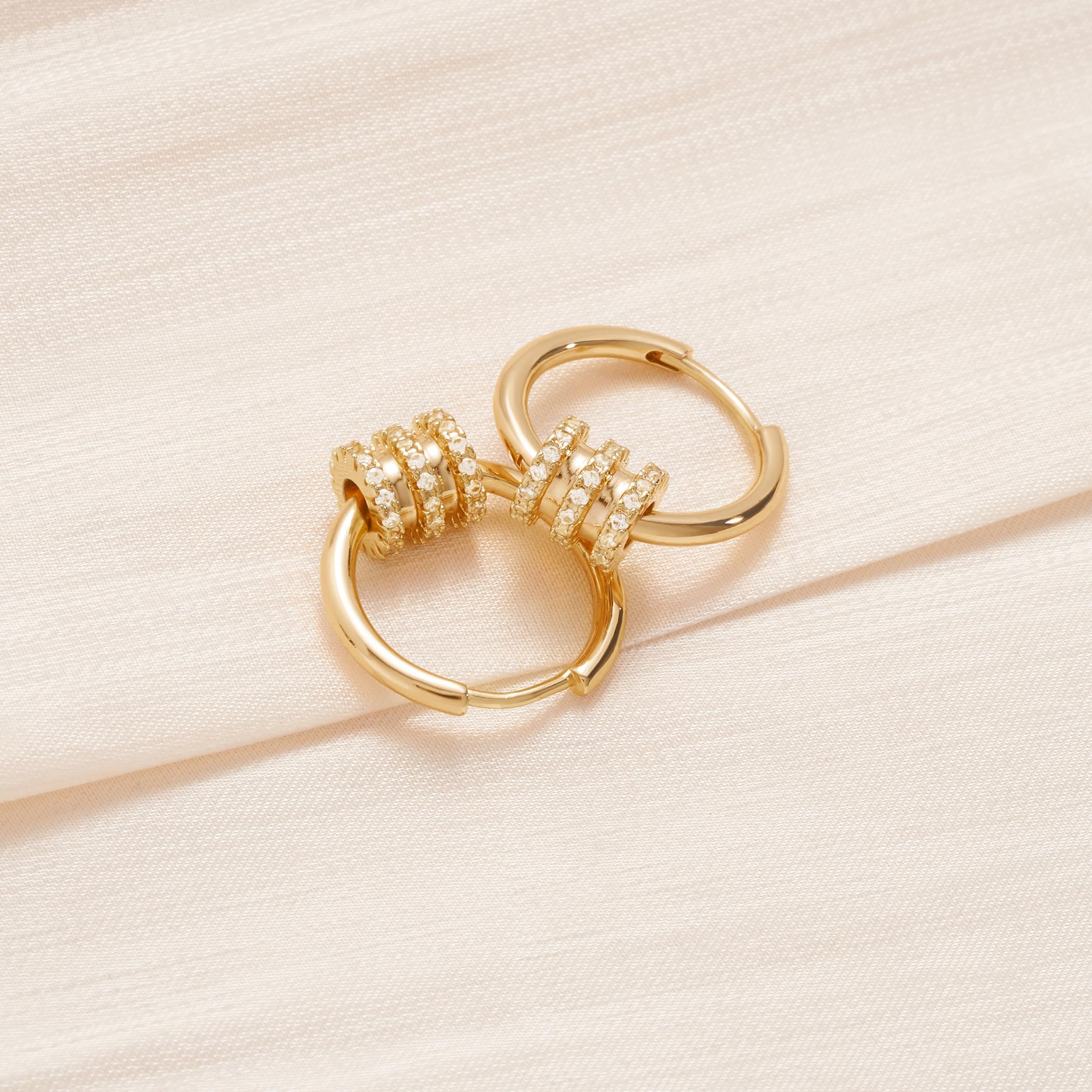 14K Gold Plated Huggie Hoop Earrings for Women - Hypoallergenic Twisted Chain Designer Jewelry - Elegant Hollow Out Earrings for Daily Wear, Parties & Gifts