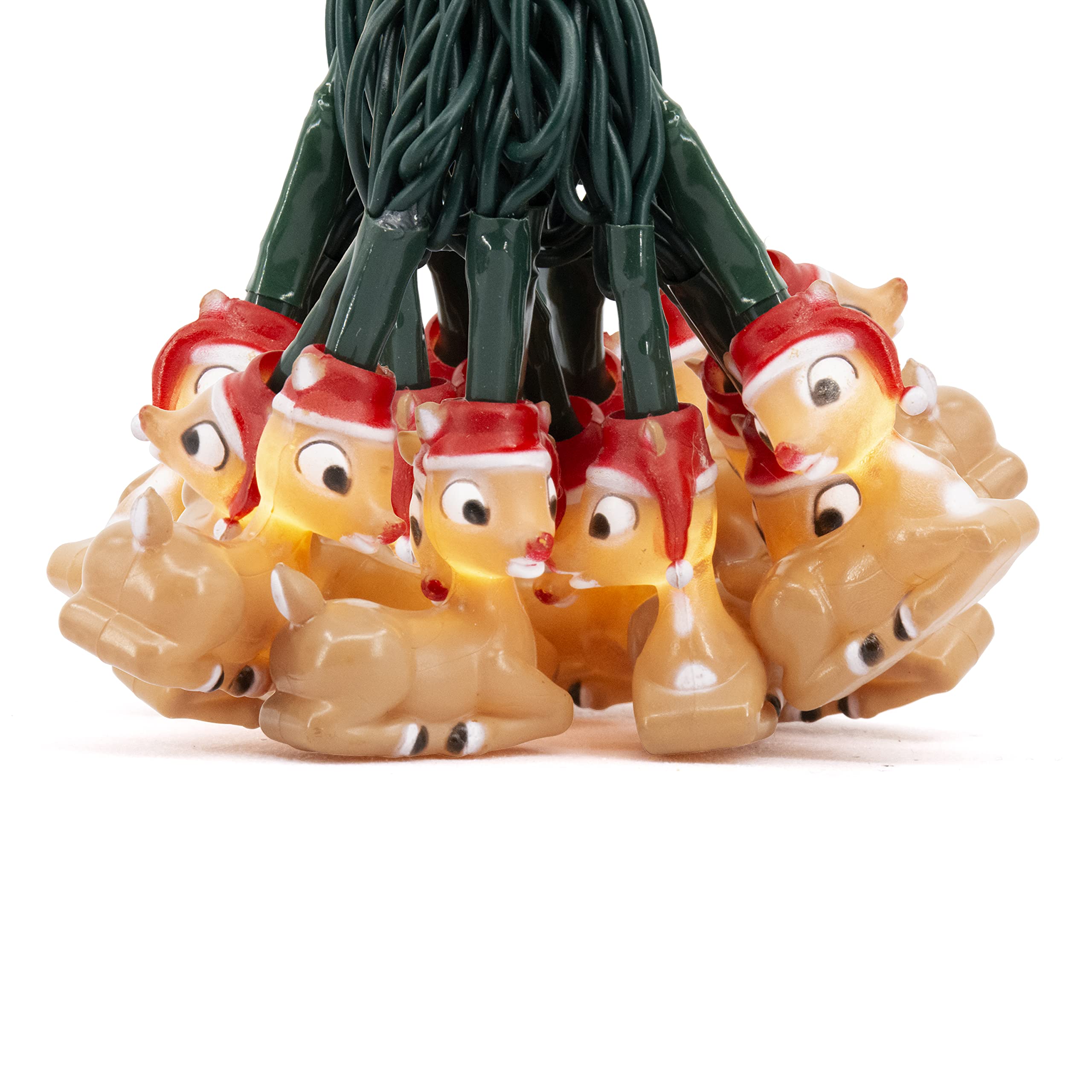 PRODUCTWORKS Rudolph in Santa Hat - 20 Count Battery Operated LED String Lights with On/Off, Twinkle & Timer Modes - Perfect for Christmas Tree Decorations, Holiday Parties & Indoor Festive Lighting