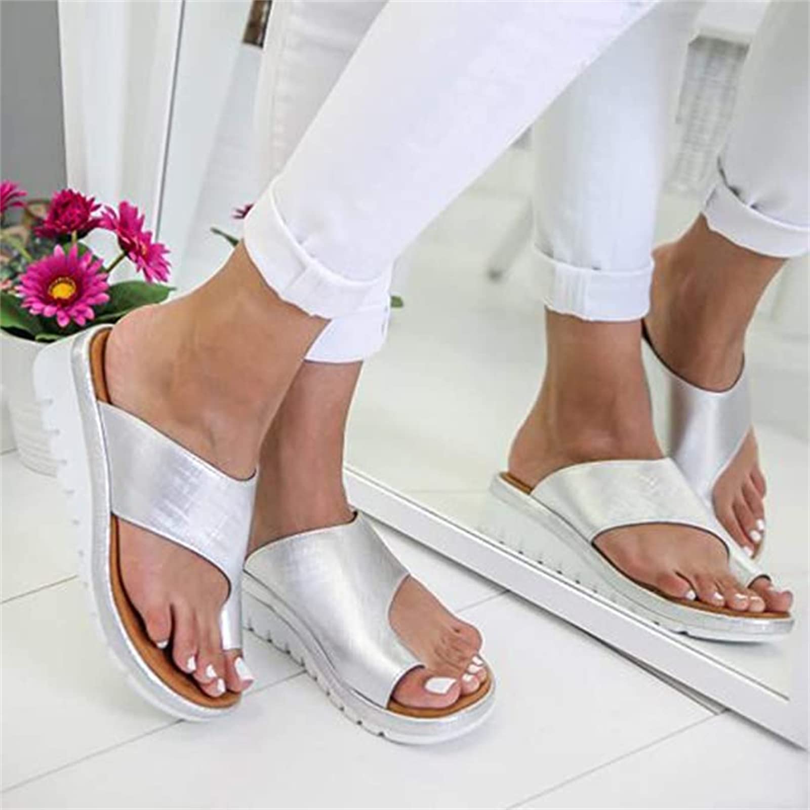 Women's Comfortable Beach Sandals - Soft Flat Slide Sandals with Clip Toe Thong Design | Casual & Dressy Flip Flops for Summer, Pool, Vacation and Outdoor Activities