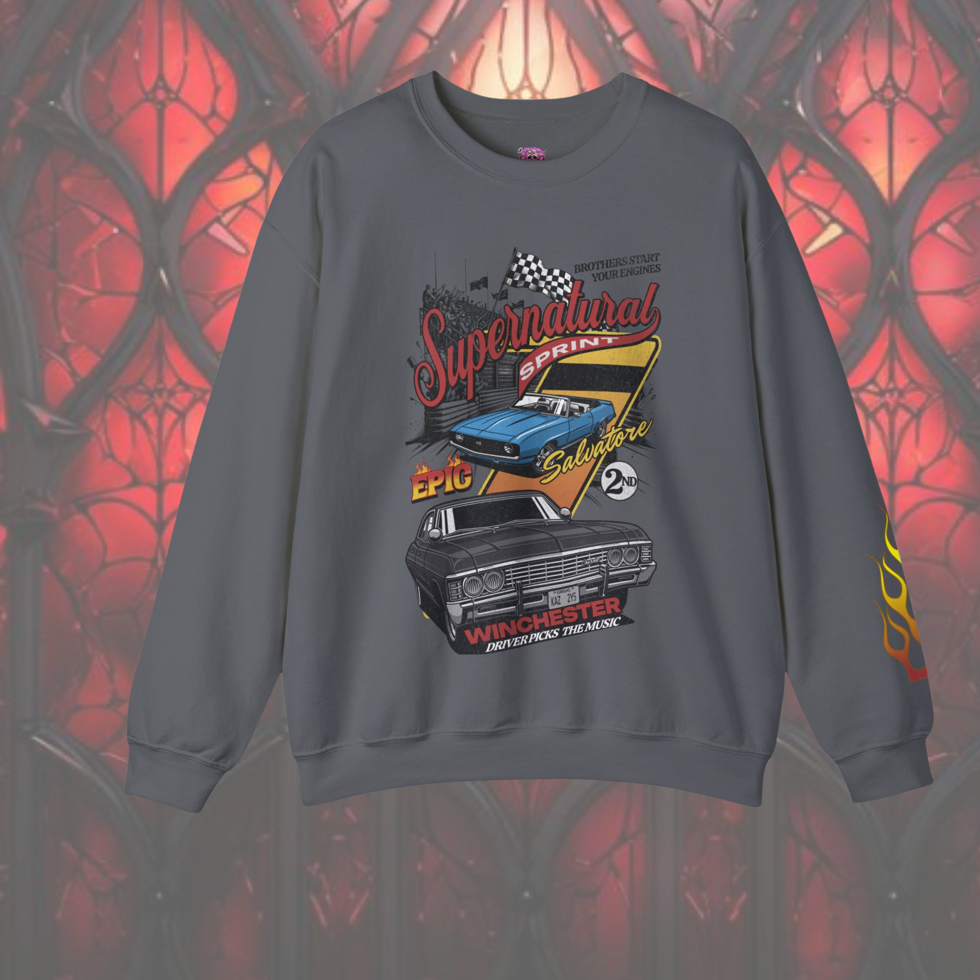 Supernatural Sprint Distressed Crewneck Sweatshirt - Vintage Style Pullover for Men & Women - Casual Streetwear for Running, Gym & Everyday Wear