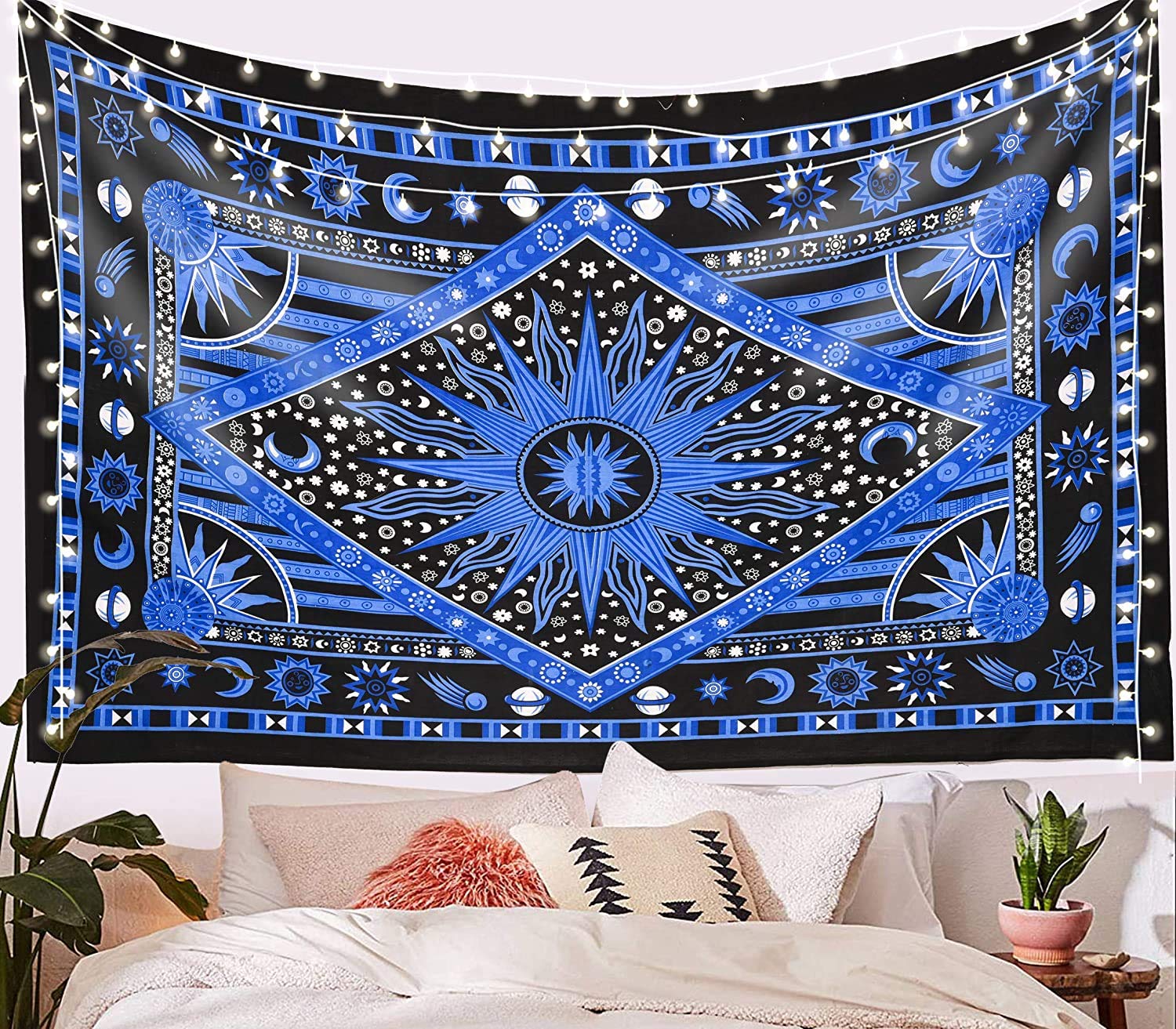 Celestial Moon Star Tapestry - Boho Wall Hanging for Bedroom & Dorm Decor