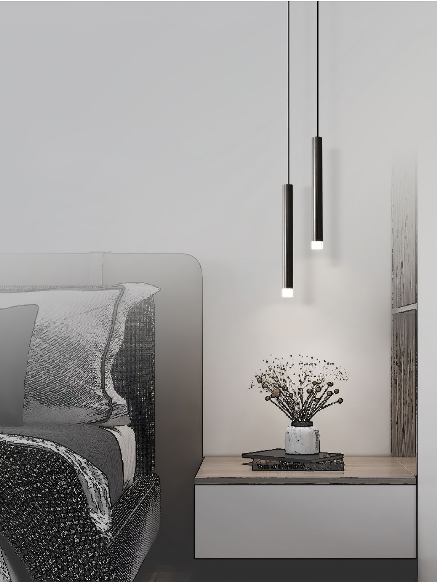 Modern Linea Mono Pendant Light - Minimalist Ceiling Lighting Fixture for Dining Room, Kitchen Island & Bedroom Decor