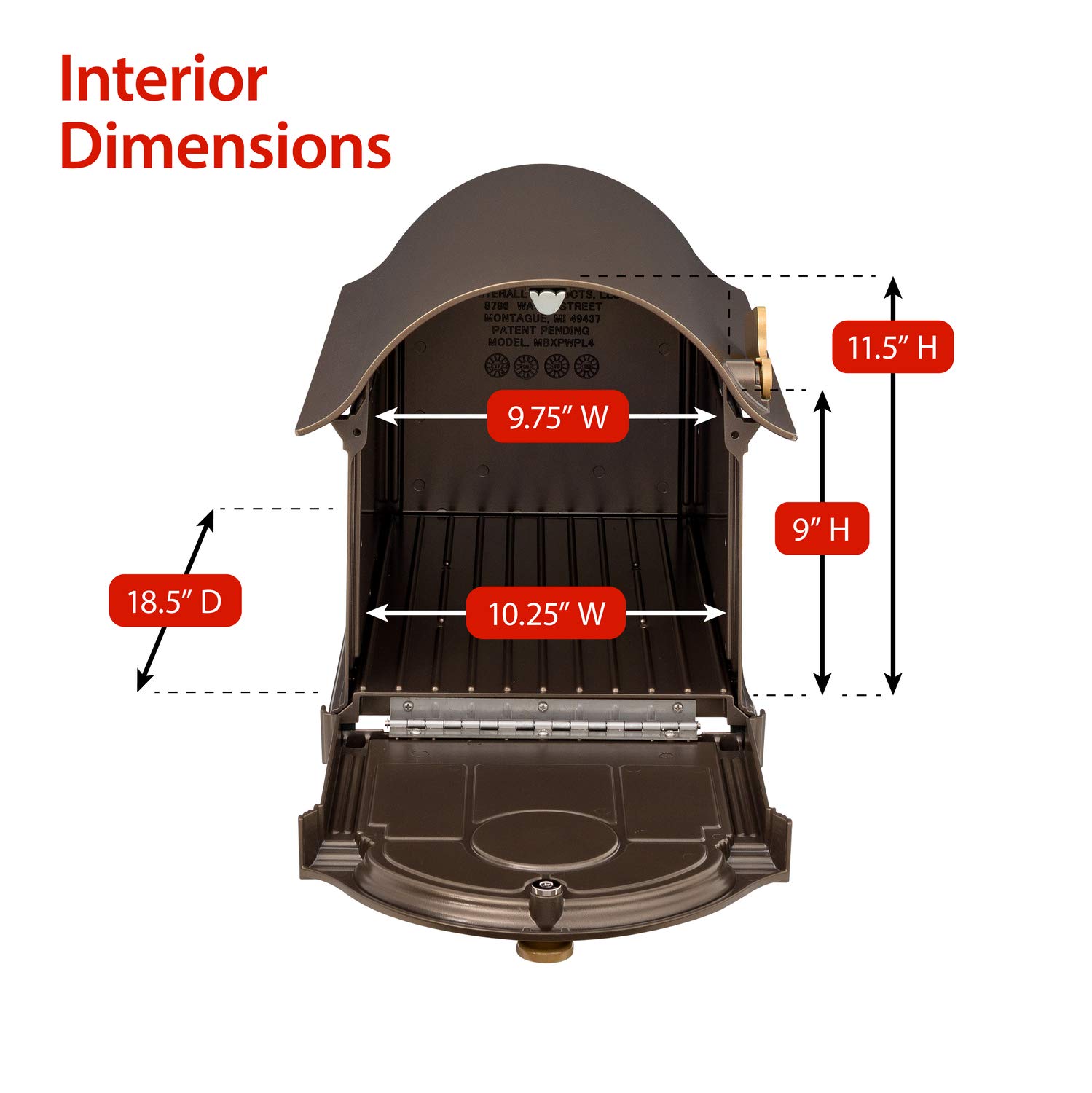 Whitehall Products Balmoral Mailbox in Bronze - Durable Outdoor Mailbox with Secure Locking System for Homes, Apartments & Offices - Perfect for Curb Appeal & Mail Protection