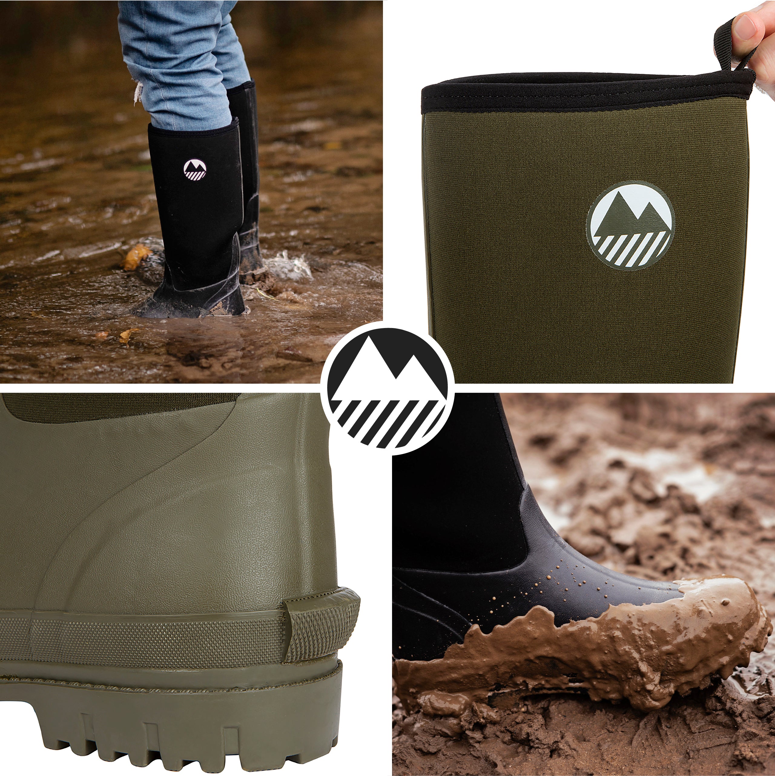 Men's Rydal Neoprene Wellington Boots - Waterproof Rubber Rain Boots for Fishing, Hunting & Outdoor Activities - Comfortable Slip-On Ankle Boots for Men