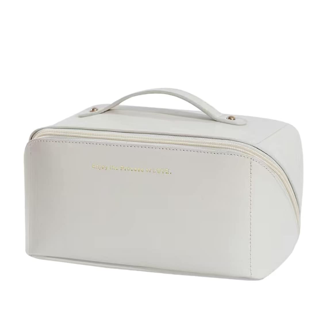 Premium Off White Makeup Bag for Travel - Waterproof Cosmetic Organizer & Multifunctional Toiletry Pouch | Perfect for Vacation, Gym, and Daily Essentials Storage
