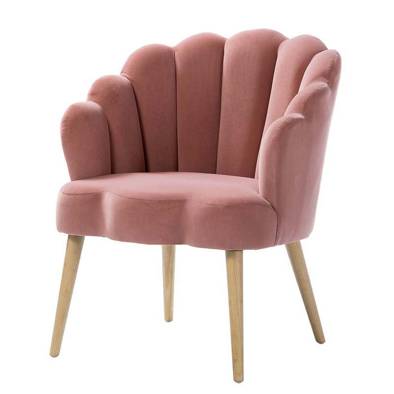 Ariel Scalloped Velvet Armchair - Luxurious Velvet Upholstered Accent Chair for Living Room, Bedroom & Office - Elegant Home Decor Furniture for Comfortable Seating