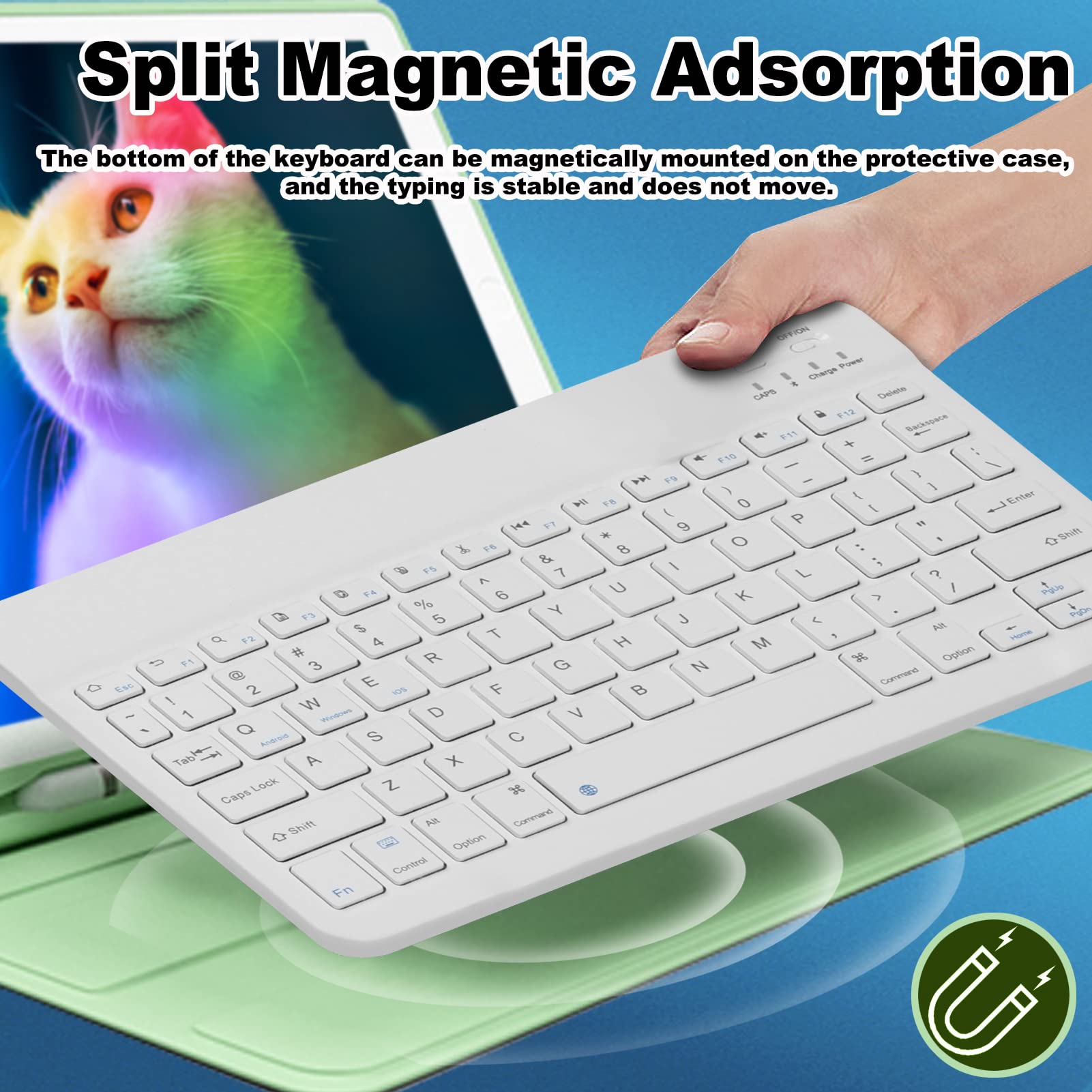 Wireless Bluetooth Keyboard and Mouse Combo - 2.4GHz USB Rechargeable, Ultra-Thin Quiet Mini Keyboard Set for iPad, Mac, Windows, Android Tablet & Laptop (White) - Perfect for Home Office, Remote Work & Travel