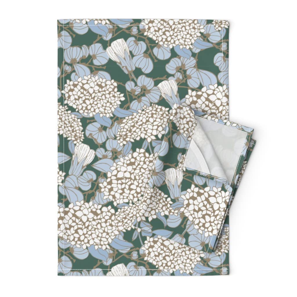 Premium Spoonflower Printed Tea Towel - Linen Cotton Canvas with Floral Pine Mushroom Botanical Cottagecore Design | Decorative Kitchen Towel for Cooking, Baking & Farmhouse Decor