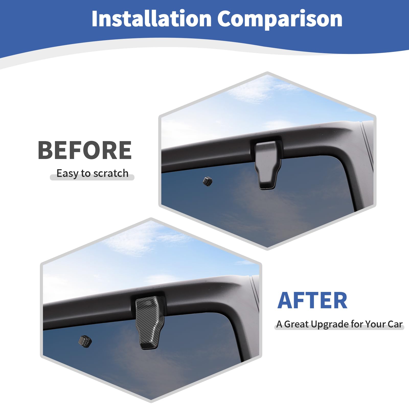 Jeep Wrangler JL JLU Rear Window Hinge Cover Trim (2018-Present) - Carbon Fiber Exterior Accessories (3-Piece Set) for Enhanced Style & Protection | Perfect for Off-Roading & Daily Driving