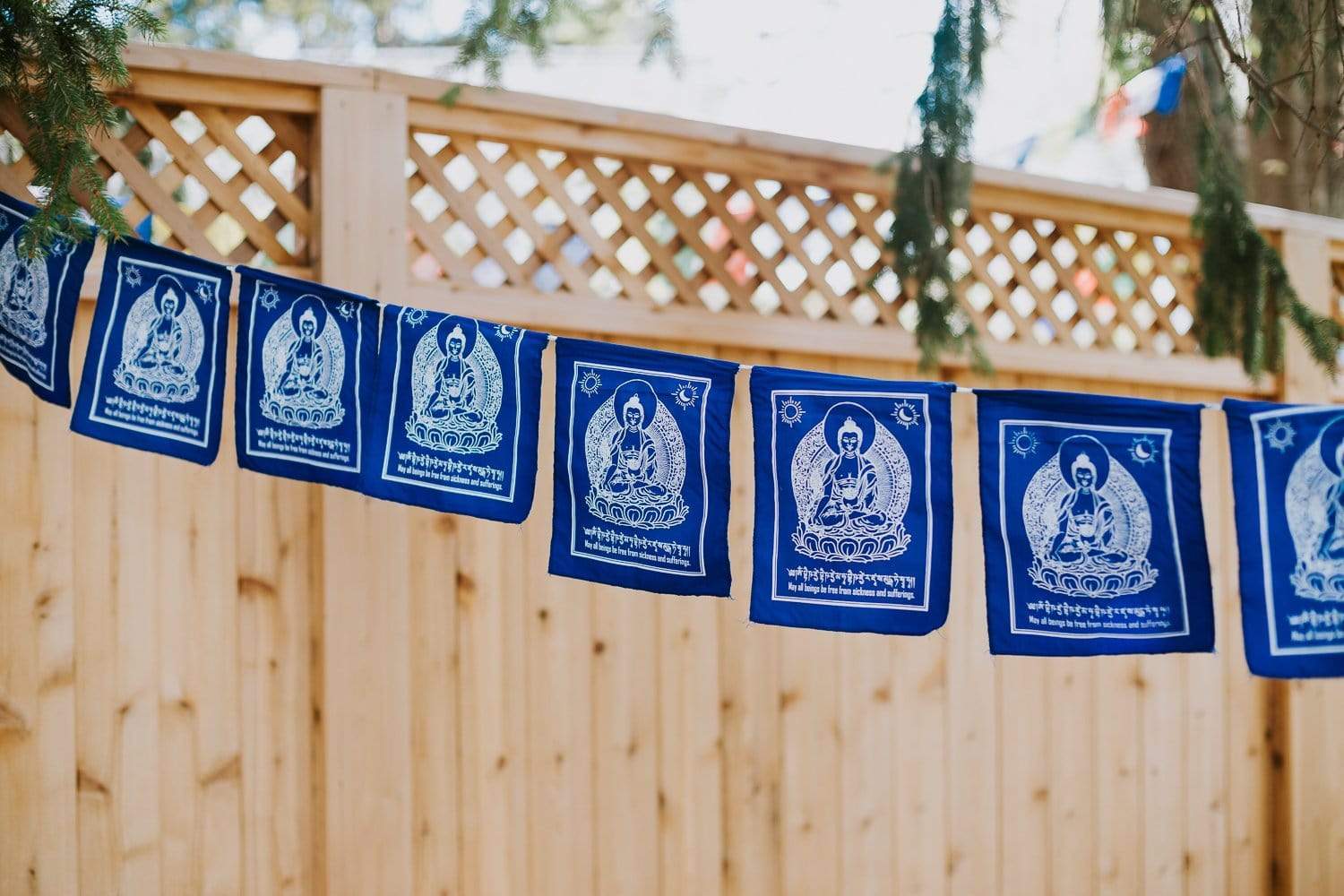 Authentic Healing Blue Buddha Prayer Flags for Meditation, Yoga & Spiritual Decor – Perfect for Home, Garden & Sacred Spaces