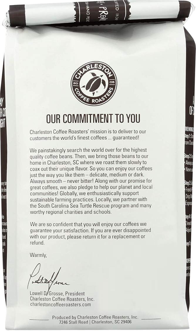 Charleston Coffee Roasters Organic Whole Bean Coffee - Premium Hand Picked Slow Roasted Specialty Coffee Beans, Medium Roast, 12oz (6 Pack) - Perfect for Home Brewing, Office Use & Gifts