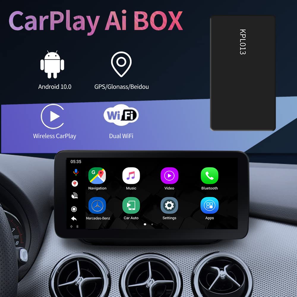 Wireless CarPlay Adapter for Cars with Wired CarPlay (2016+ Models) - Android 10.0 AI Box, 2GB RAM 32GB ROM, Wireless Mirror Link, Multimedia Player - Perfect for Commuting, Road Trips & In-Car Entertainment