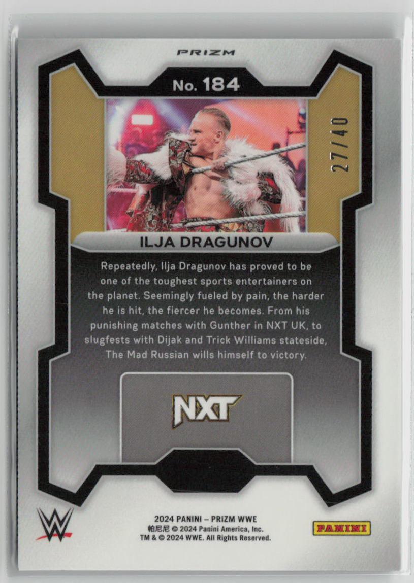 2024 Panini Prizm WWE Ilja Dragunov #184 Wrestling Card 27/40 - Rare Collectible for WWE Fans & Card Collectors (Perfect for Trading, Displaying, or Investing)