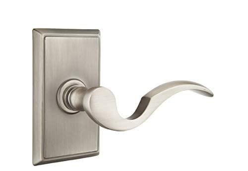Emtek Passage Set with Rectangular Rosette & Cortina Lever - Right Hand, French Antique Finish for Interior Doors - Perfect for Bedrooms, Bathrooms, and Closets