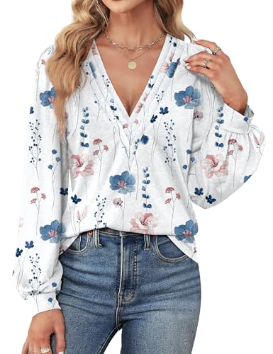 White Blue Floral