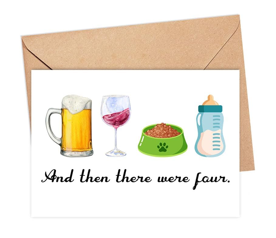 Funny New Baby Card for First-Time Parents - And Then There Were Four Greeting Card - Perfect Baby Shower Gift & New Parents Card - Heartwarming Welcome Baby Card for Newborn Celebrations