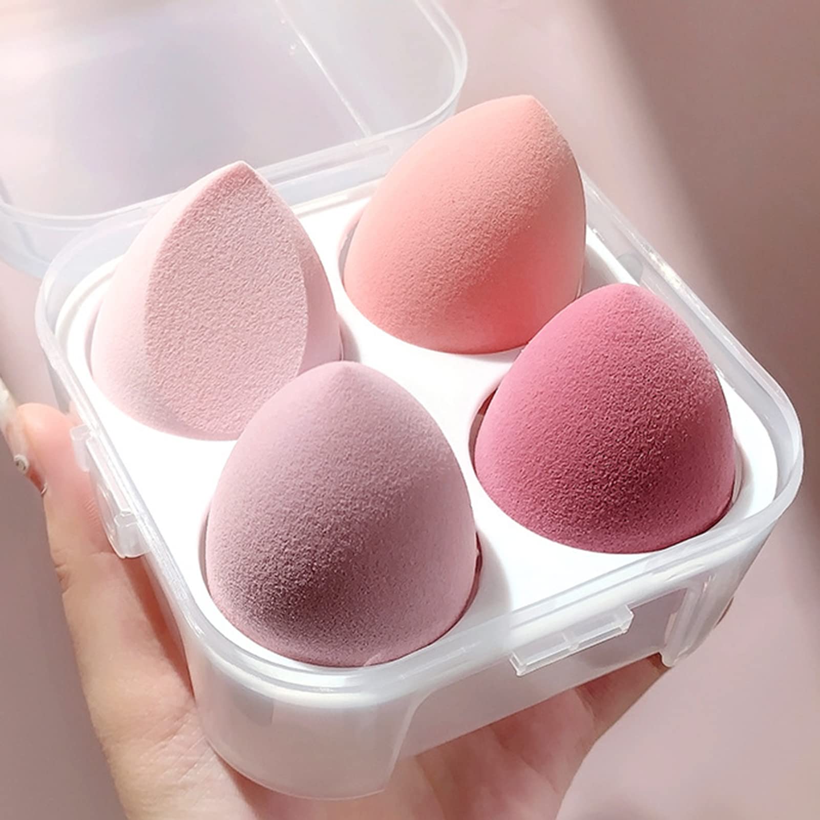4-Piece Beauty Blender Sponge Set - Dry & Wet Makeup Sponge Puff for Flawless Foundation & Concealer Application - Perfect for Everyday Makeup, Travel & Professional Use