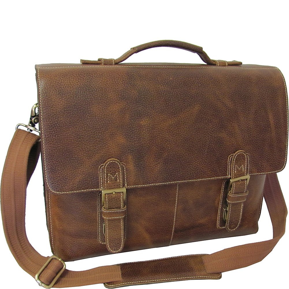 AmeriLeather Classic Leather Organizer Briefcase for Business Professionals - Genuine Brown Leather Portfolio with Multiple Pockets - Perfect for Office, Meetings, and Business Travel