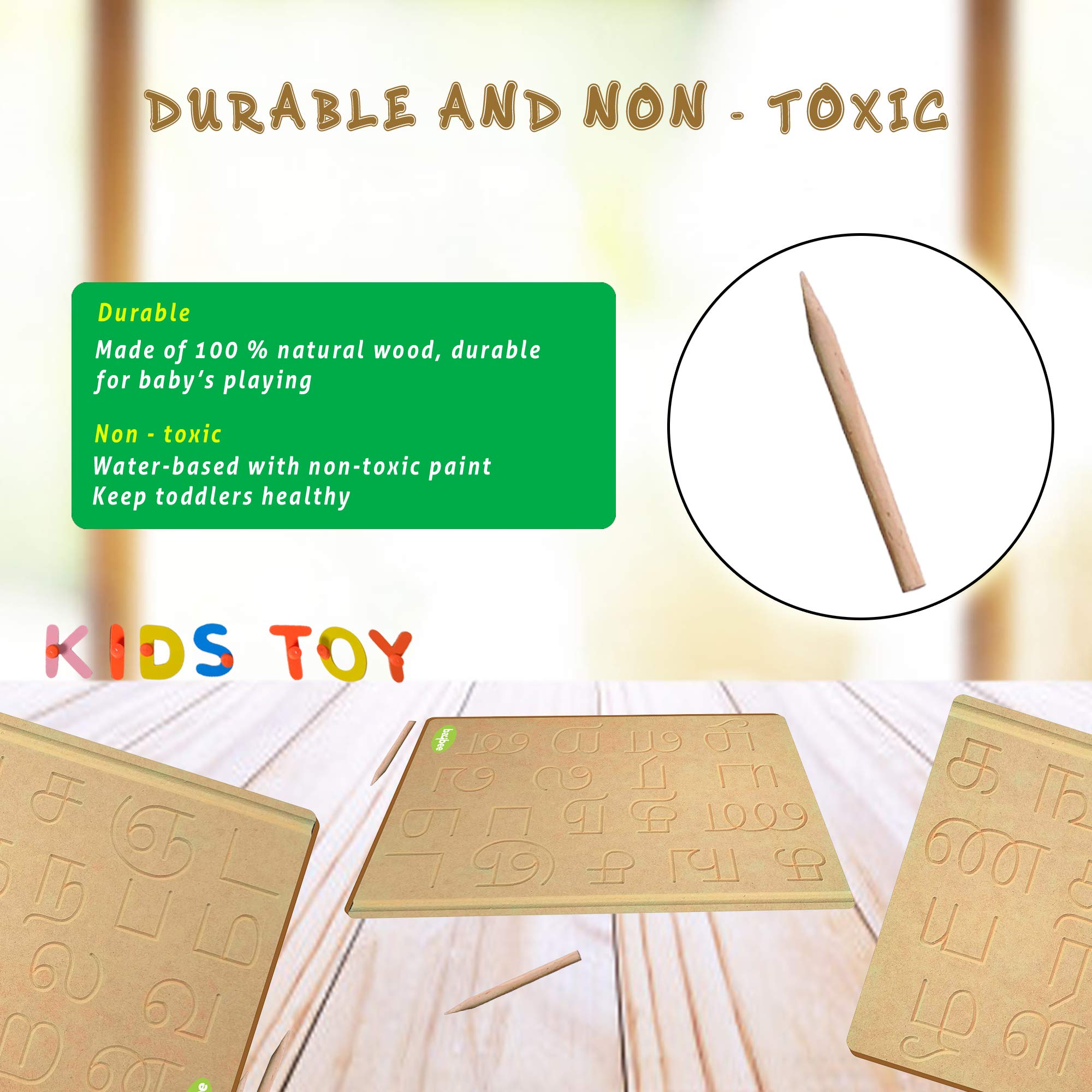 BAYBEE Wooden Tamil Consonants Learning Board - Kids Educational Alphabet Tracing Toy with Tamil Letters for Handwriting Practice - Montessori Wood Puzzle for Boys & Girls - Perfect for Homeschooling & Preschool Learning Activities