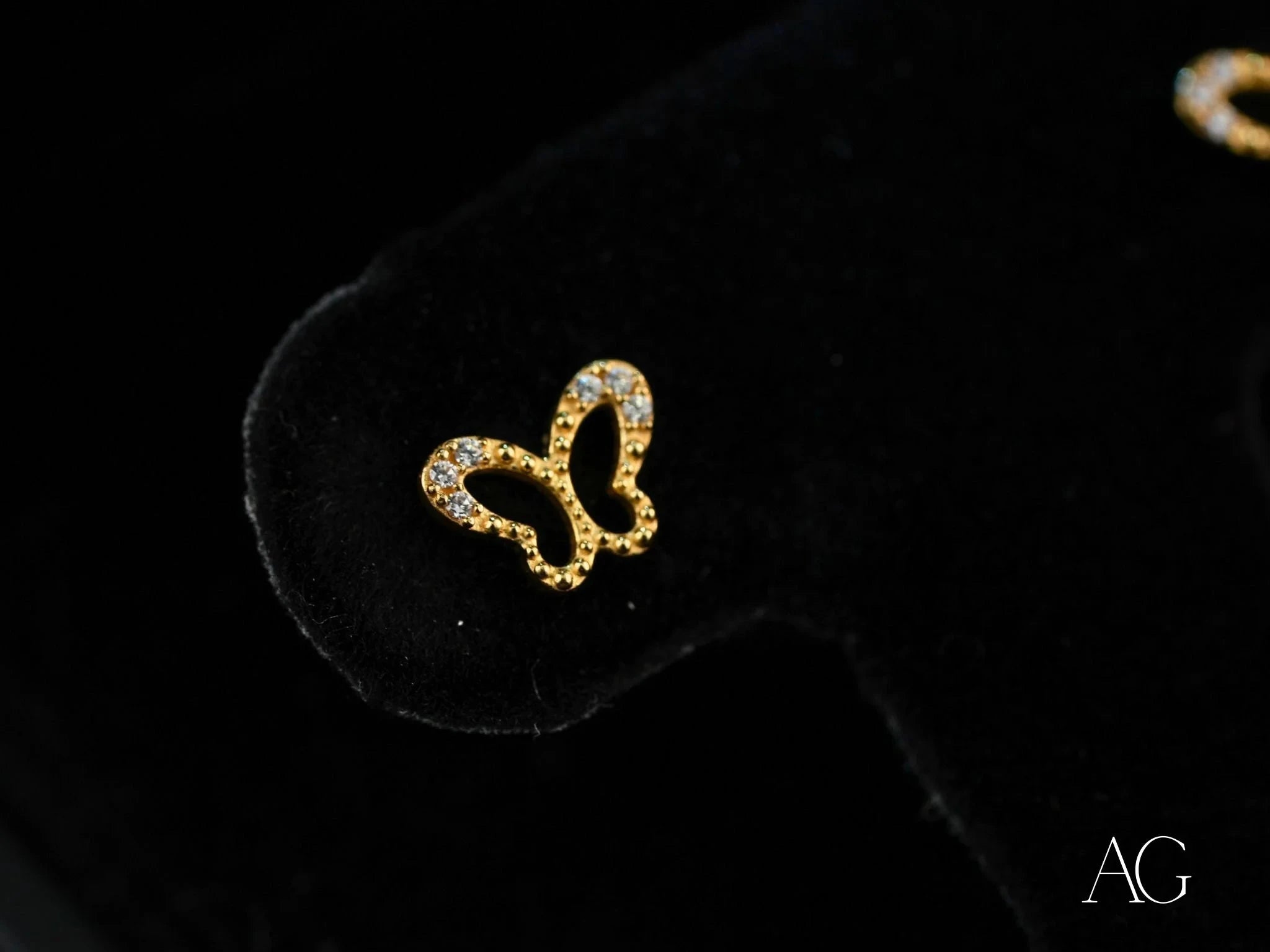 18K Gold CZ Butterfly Stud Earrings for Women - Elegant Cubic Zirconia Butterfly Jewelry - Perfect for Weddings, Parties & Everyday Wear