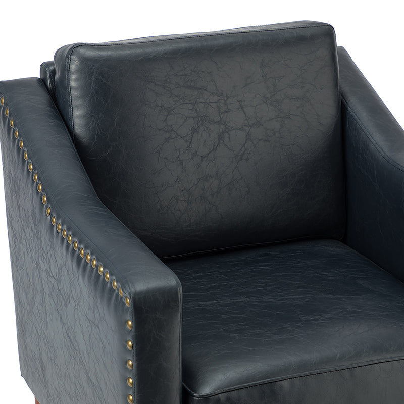 Rafaella Vegan Leather Armchair with Solid Wood Legs - Modern Vegan Leather Lounge Chair with Sturdy Wooden Legs for Living Room, Office, or Reading Nook
