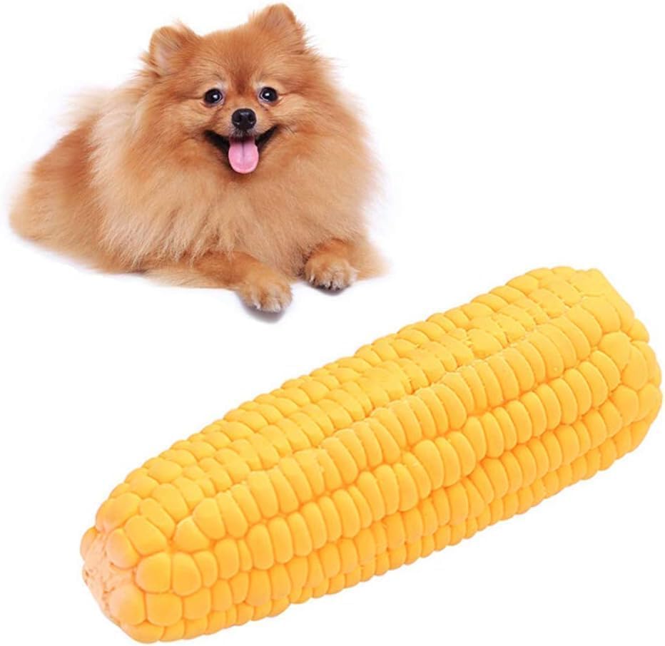 Yellow Corn-Shaped Squeaky Dog Chew Toy - Bite-Resistant Latex Puppy Toy for Small, Medium & Large Dogs | Interactive Play & Aggressive Chewers | Perfect for Fetch, Training & Teething Relief