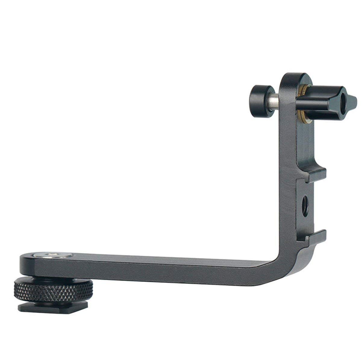 DSLR Camera Mic Stand L Bracket with 2 Cold Shoe Mounts - Compatible with Monitor Gimbals, LED Video Lights & Microphones - Perfect for Vlogging, Live Streaming & Photography Studios