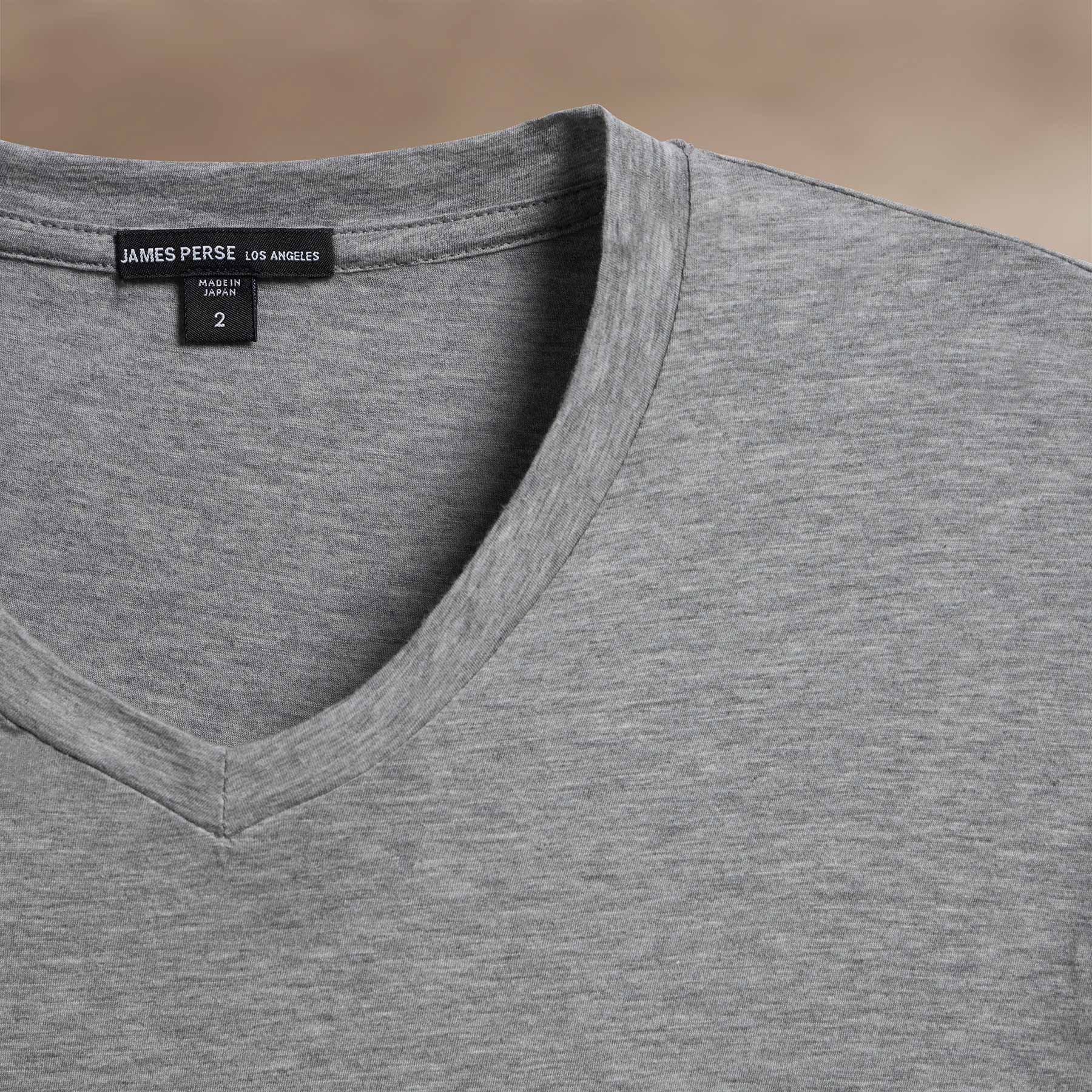 Luxe Lotus Jersey V Neck T-Shirt for Women - Soft Heather Grey Casual Tee - Perfect for Everyday Wear, Lounge & Outings