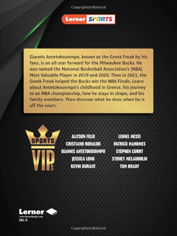 Giannis Antetokounmpo Biography Book - Milwaukee Bucks NBA Superstar Story | Sports VIPs Series by Lerner™ | Perfect Gift for Basketball Fans & Sports Enthusiasts