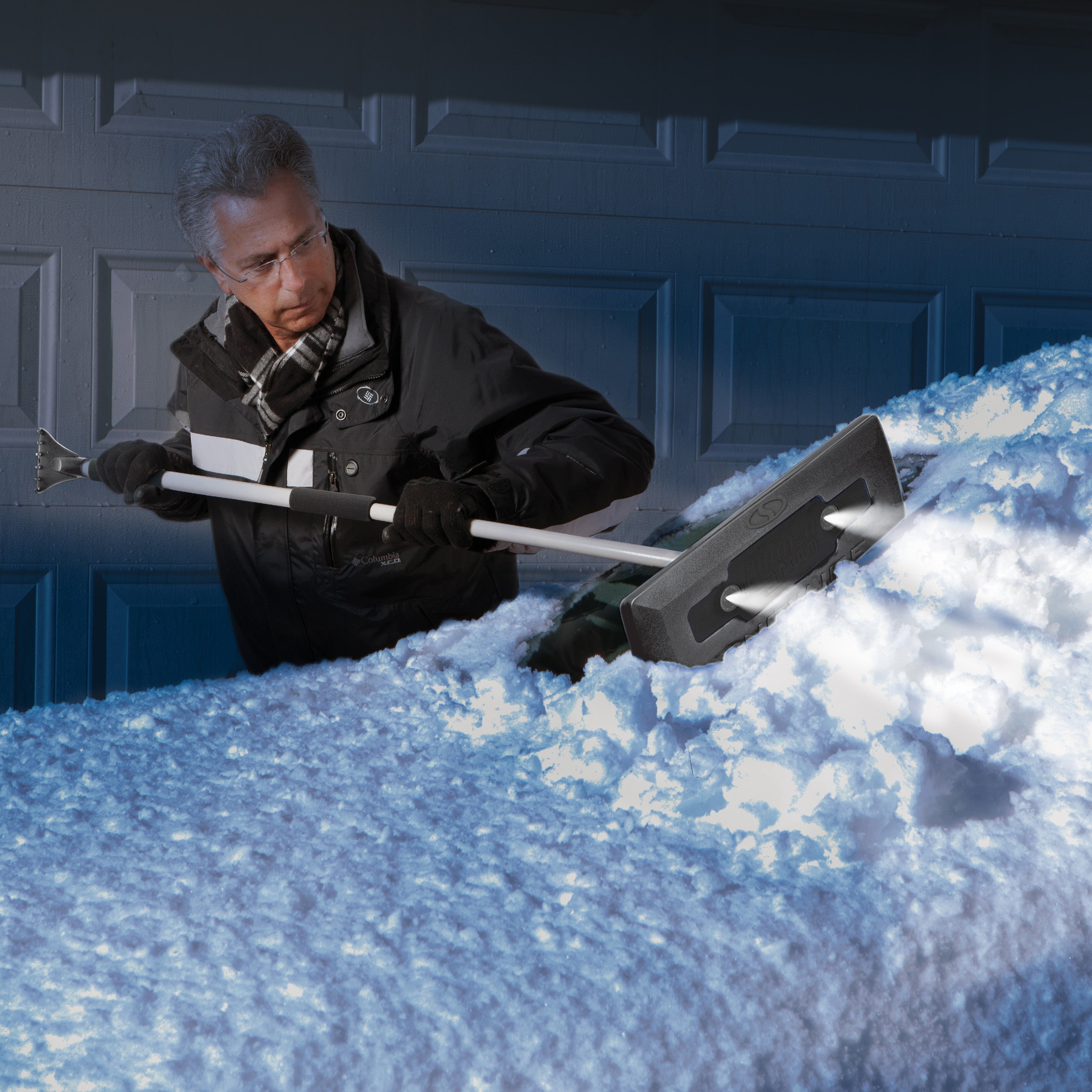 Snow Joe SJBLZD LED 4-in-1 Telescoping Snow Broom & Ice Scraper with 18