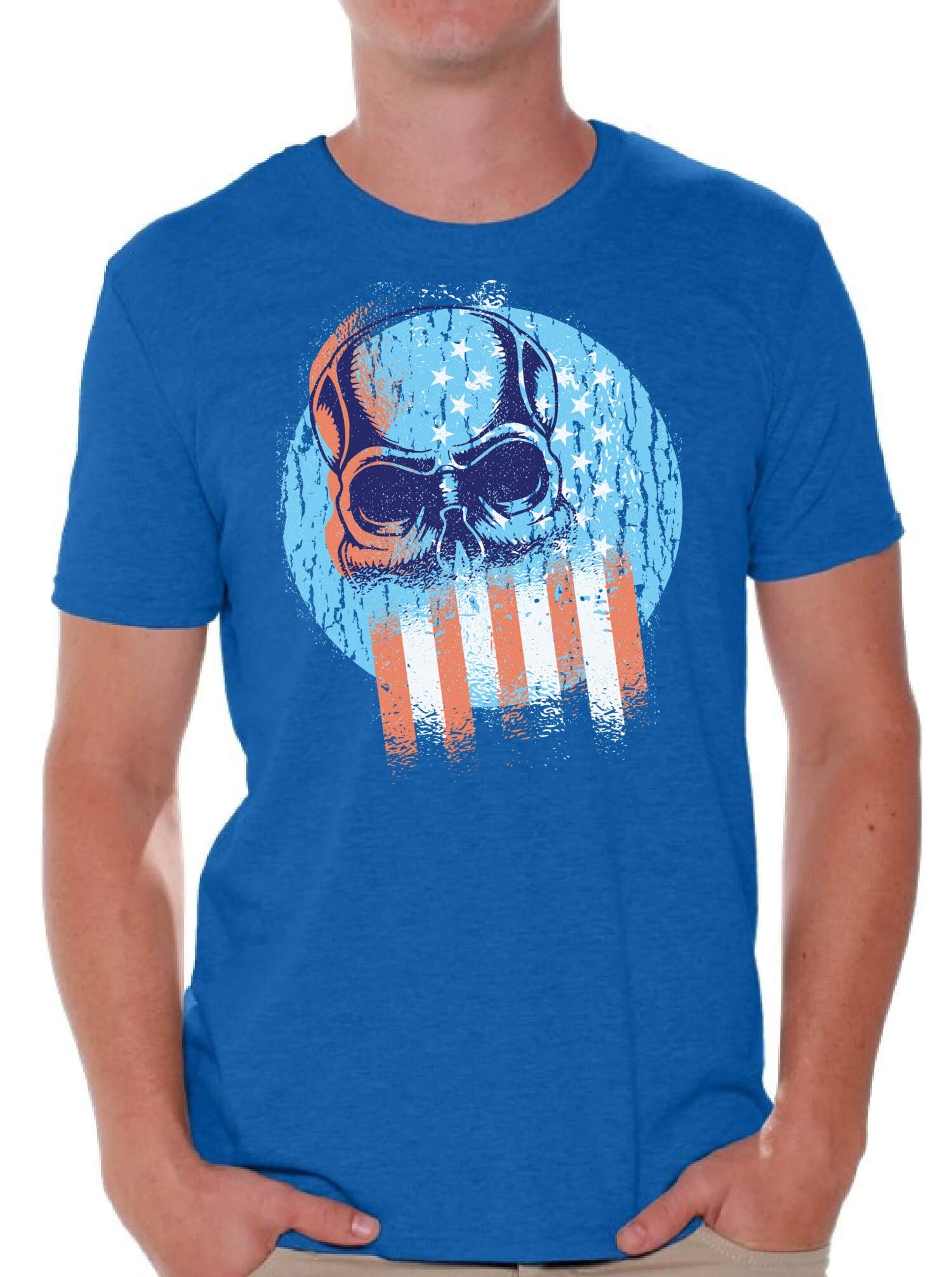 Skull & American Flag T-Shirt for Men | Patriotic Graphic Tee | Casual Wear, Street Style & Halloween Outfits
