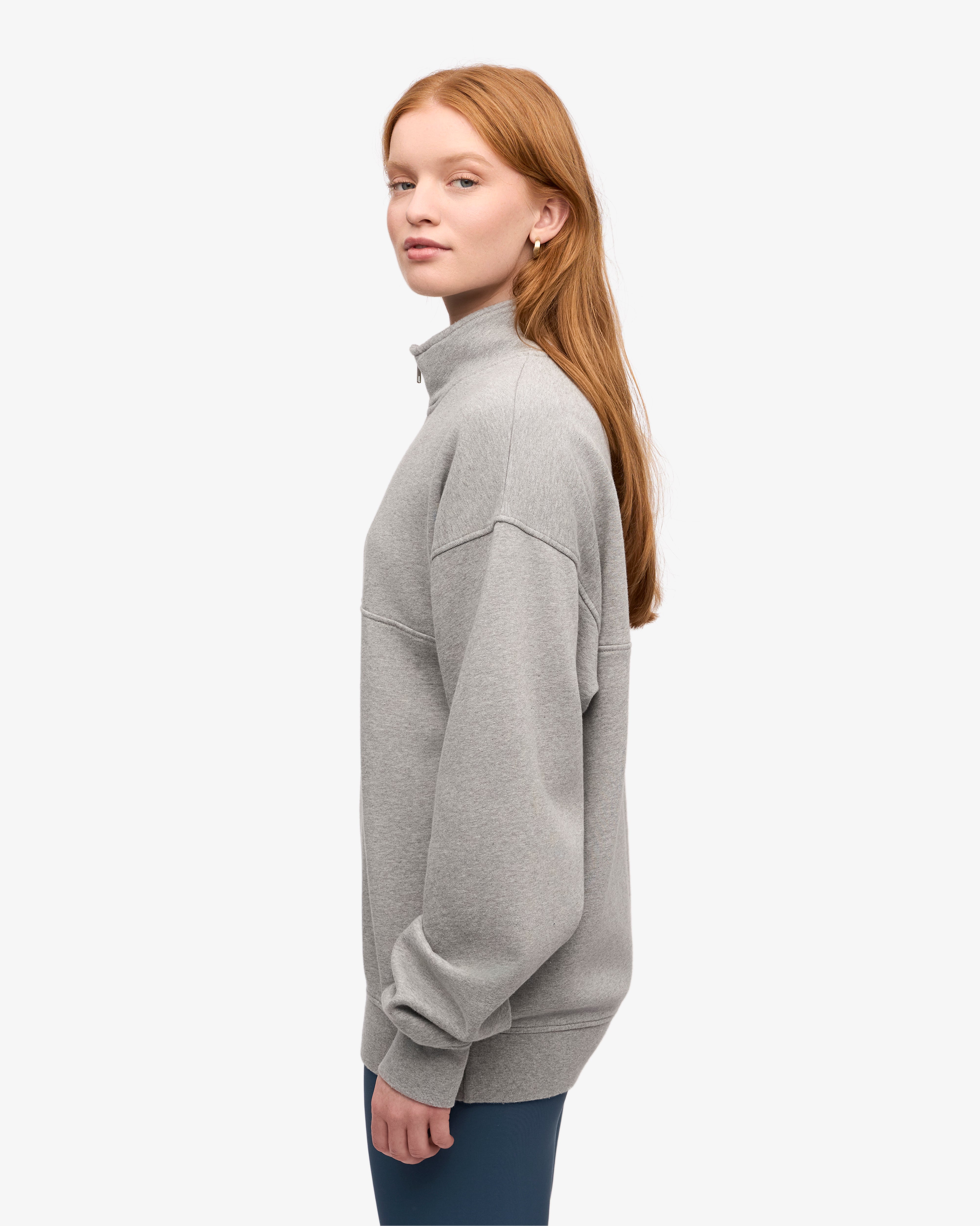 Organic Cotton Quarter Zip Sweatshirt for Men & Women | Heather Grey | Comfortable & Eco-Friendly | Perfect for Casual Wear & Outdoor Activities