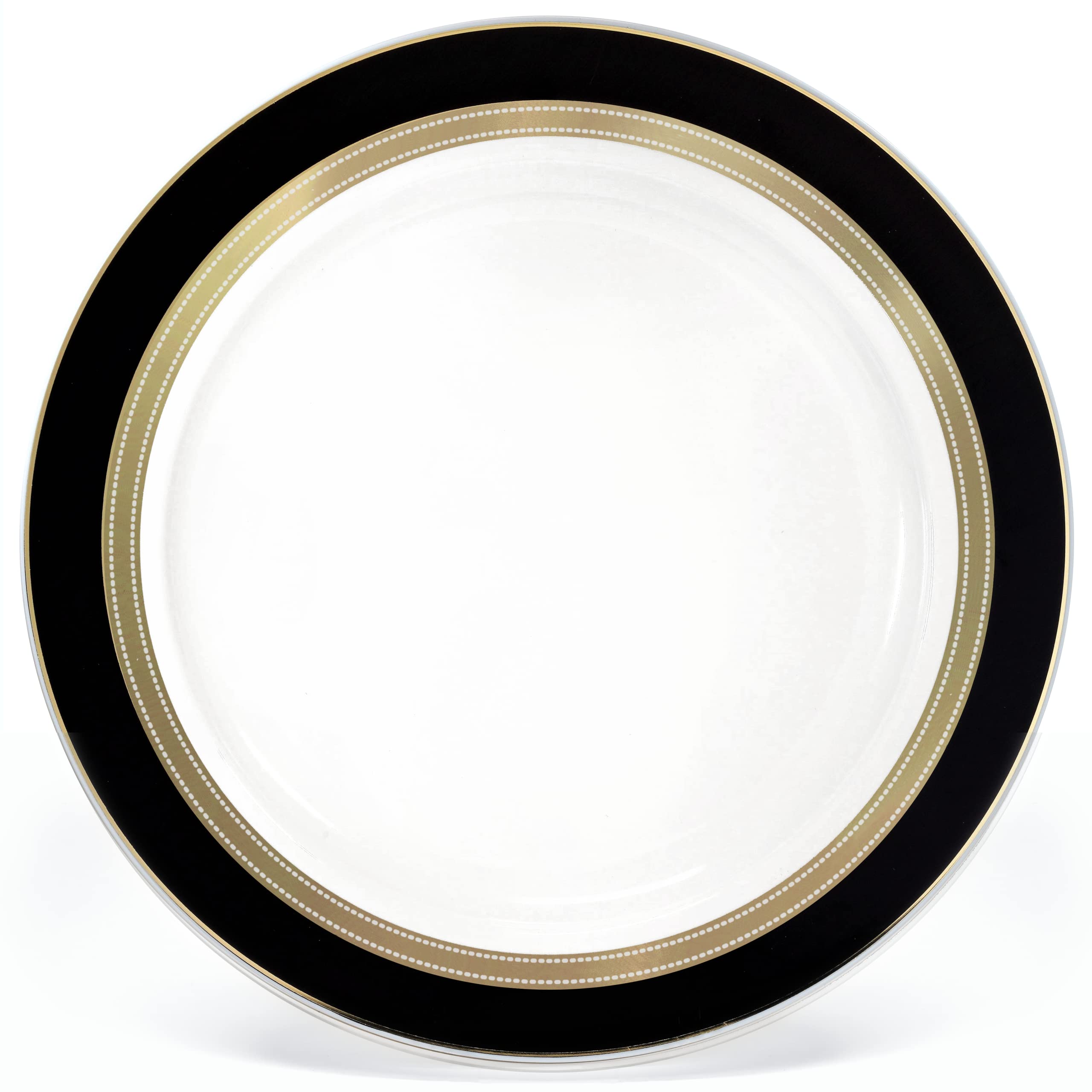 120-Piece Disposable Plastic Charger Plates Set - 12'' Elegant Ritz Black & Gold for Wedding, Party & Special Events - Perfect for Banquets, Buffets & Formal Dining