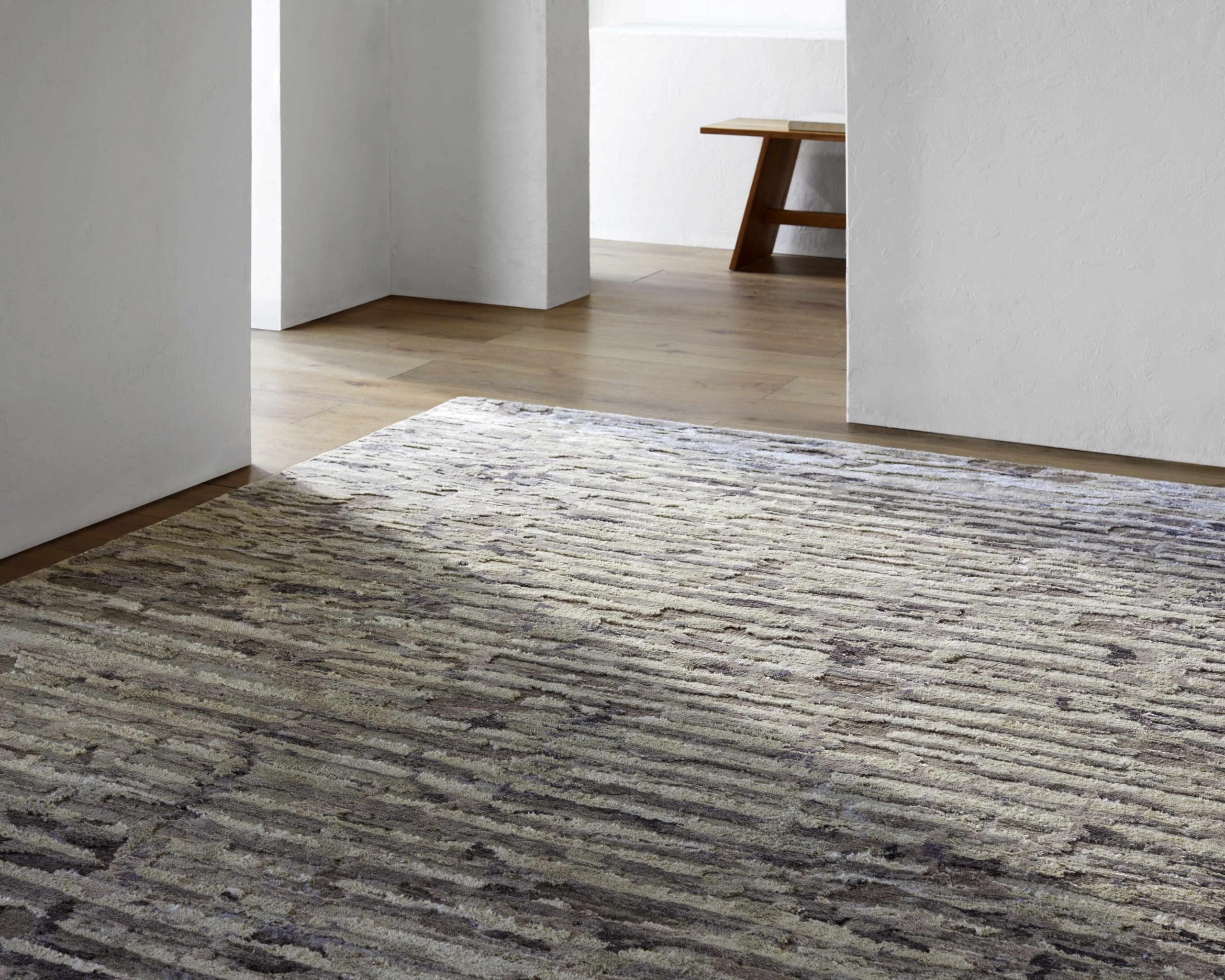Hauteloom Lowdham Modern Area Rug for Living Room & Bedroom - Contemporary Design in Black, Medium Gray, Taupe - 2' x 3' - Soft & Durable for Home Decor, Office Spaces