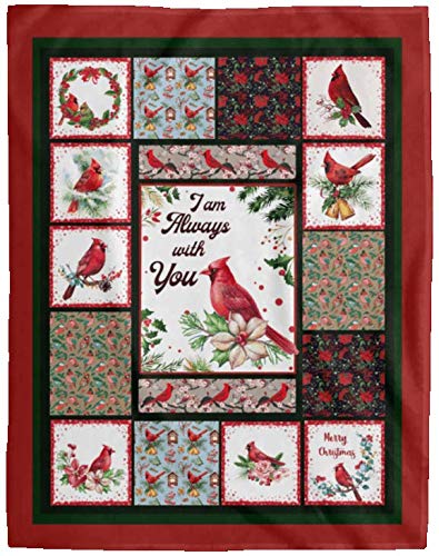 UrVog Red Birds Always with You Fleece Blanket - Premium Sherpa & Plush Woven Throw Blanket, 60x80 Inches, Ultra Soft Cozy White Blanket for Couch, Bed, Sofa - Perfect Gift for Christmas, Winter & Home Decor
