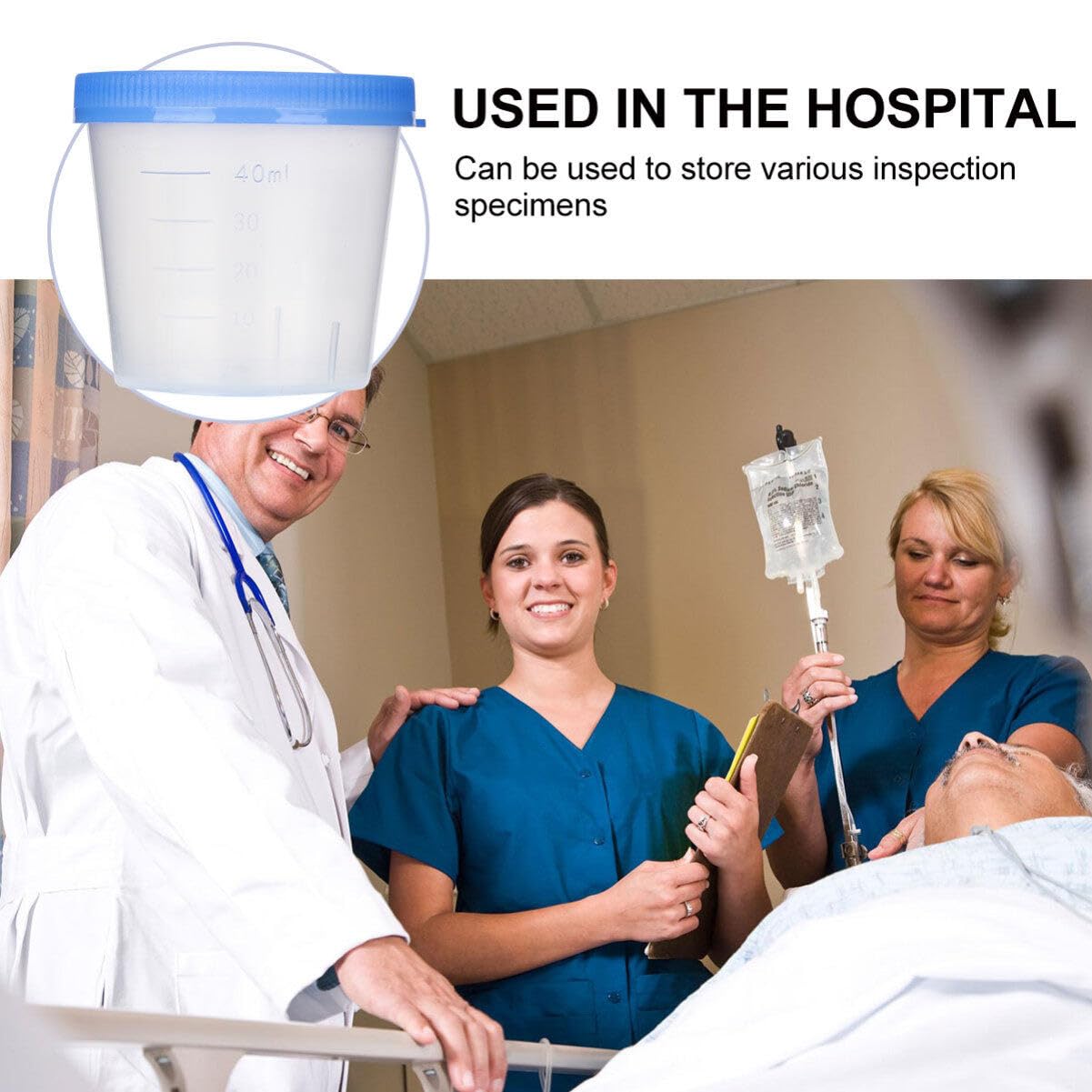 50pcs 40ml Sterile Plastic Urine Specimen Collection Cups with Lids - Medical Urine Testing Containers for Home, Clinic & Lab Use (Random Colors)