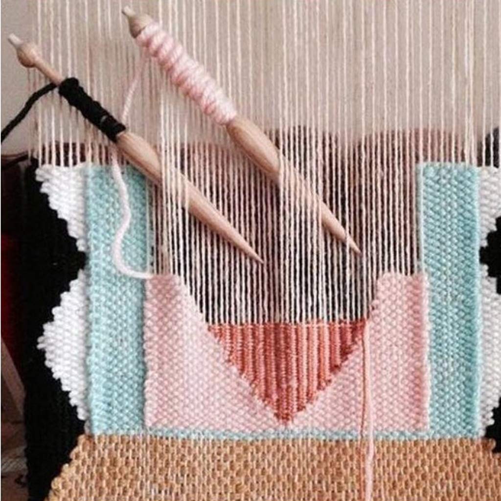 2 Pack DIY Craft Weaving Tools - Beech Wood Woven Sweater & Scarf Tapestry Bobbin with Single Head - Solid Eucalyptus Wool Short Rod for Knitting, Crochet, and Home Decor Projects - Perfect for Handmade Gifts and Cozy Winter Accessories