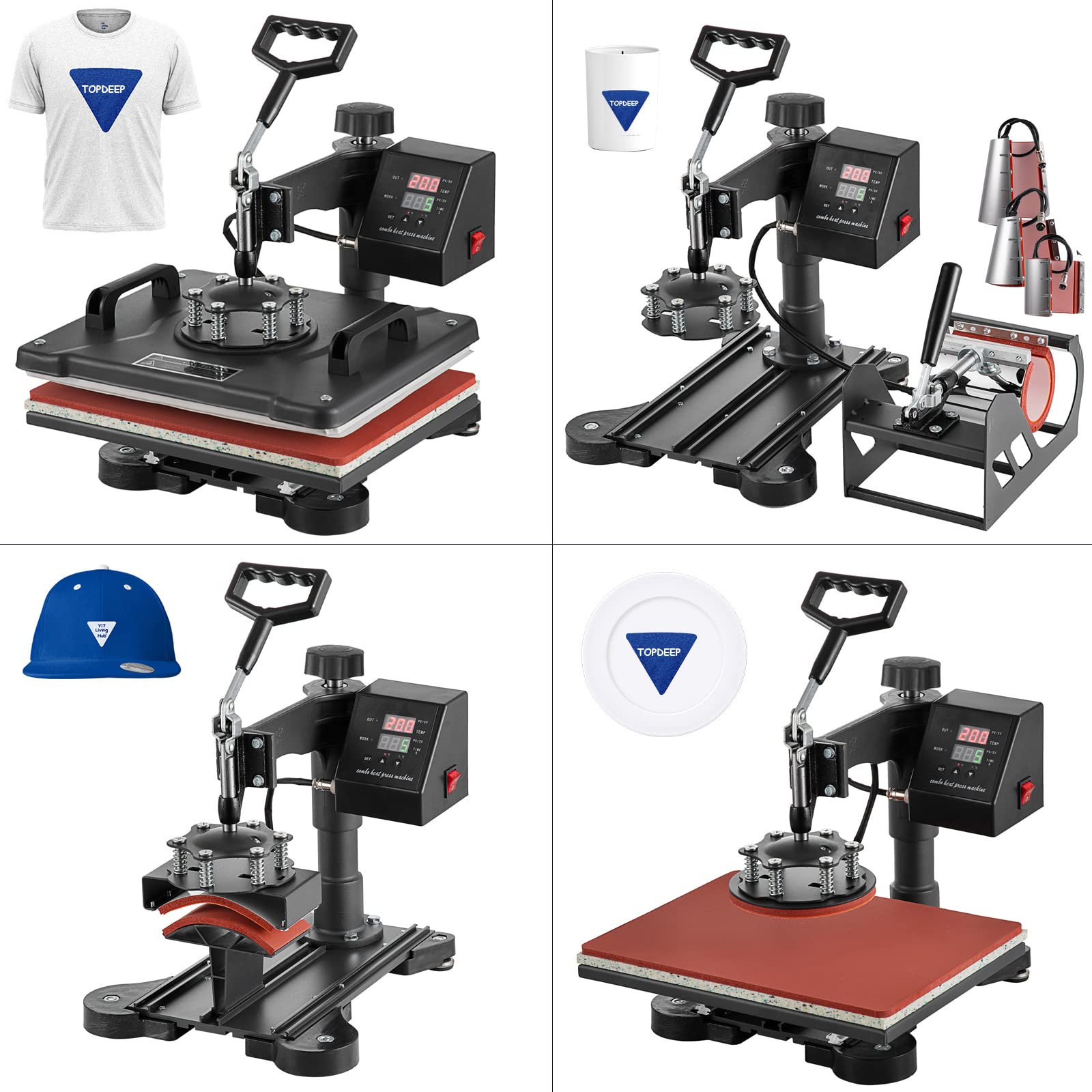 8 in 1 Heat Press Machine 12x15 inch - Combo Swing Away T-Shirt Press Machine for Sublimation Transfers on Shirts, Hats, Mugs & Plates | Perfect for DIY Crafts, Custom Apparel & Small Business Printing