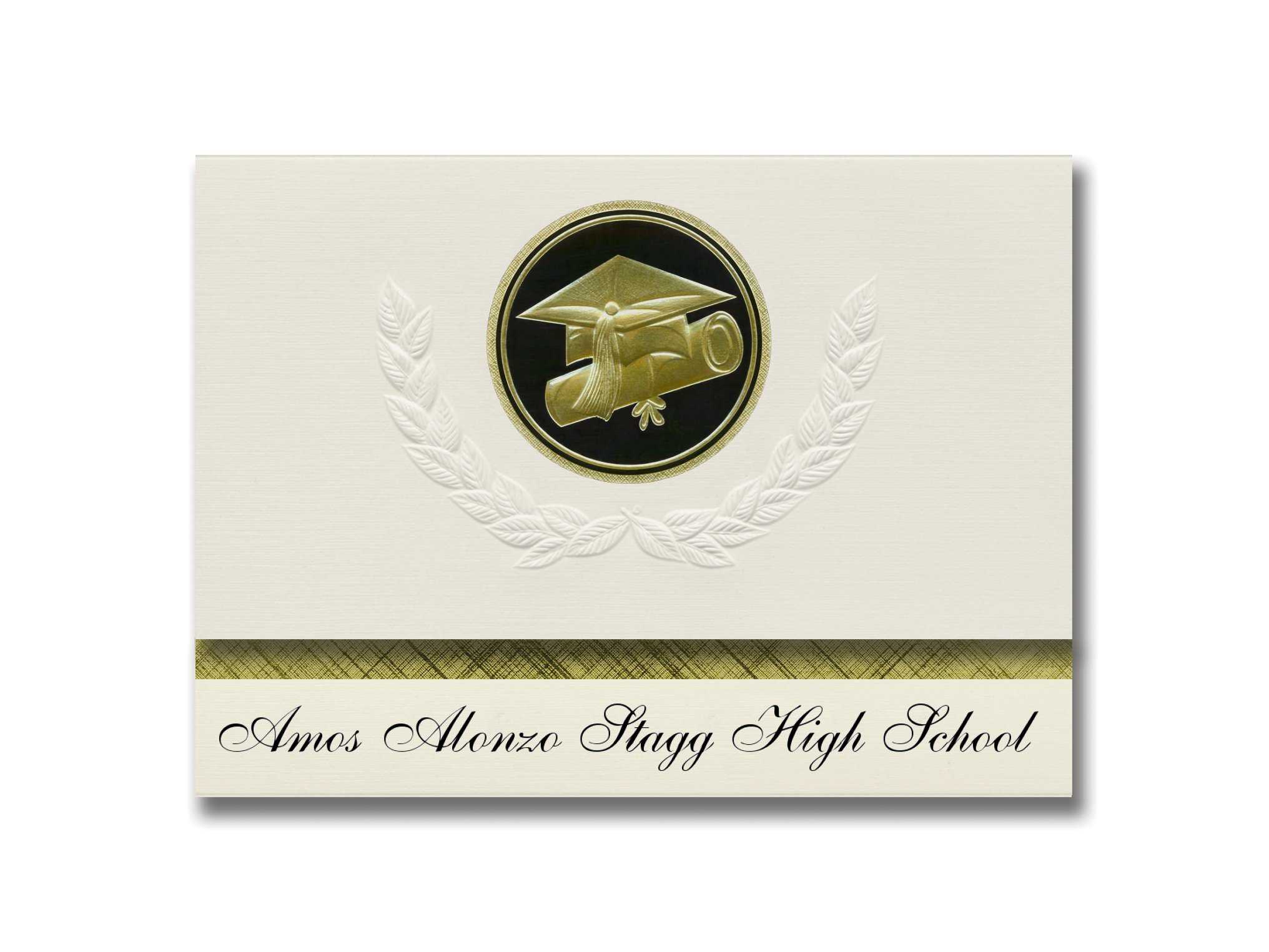 Amos Alonzo Stagg High School Graduation Announcements - Premium Presidential Style 25-Pack with Cap & Diploma Seal in Black & Gold | Perfect for Palos Hills IL Graduation Ceremonies, Senior Parties & Keepsake Gifting