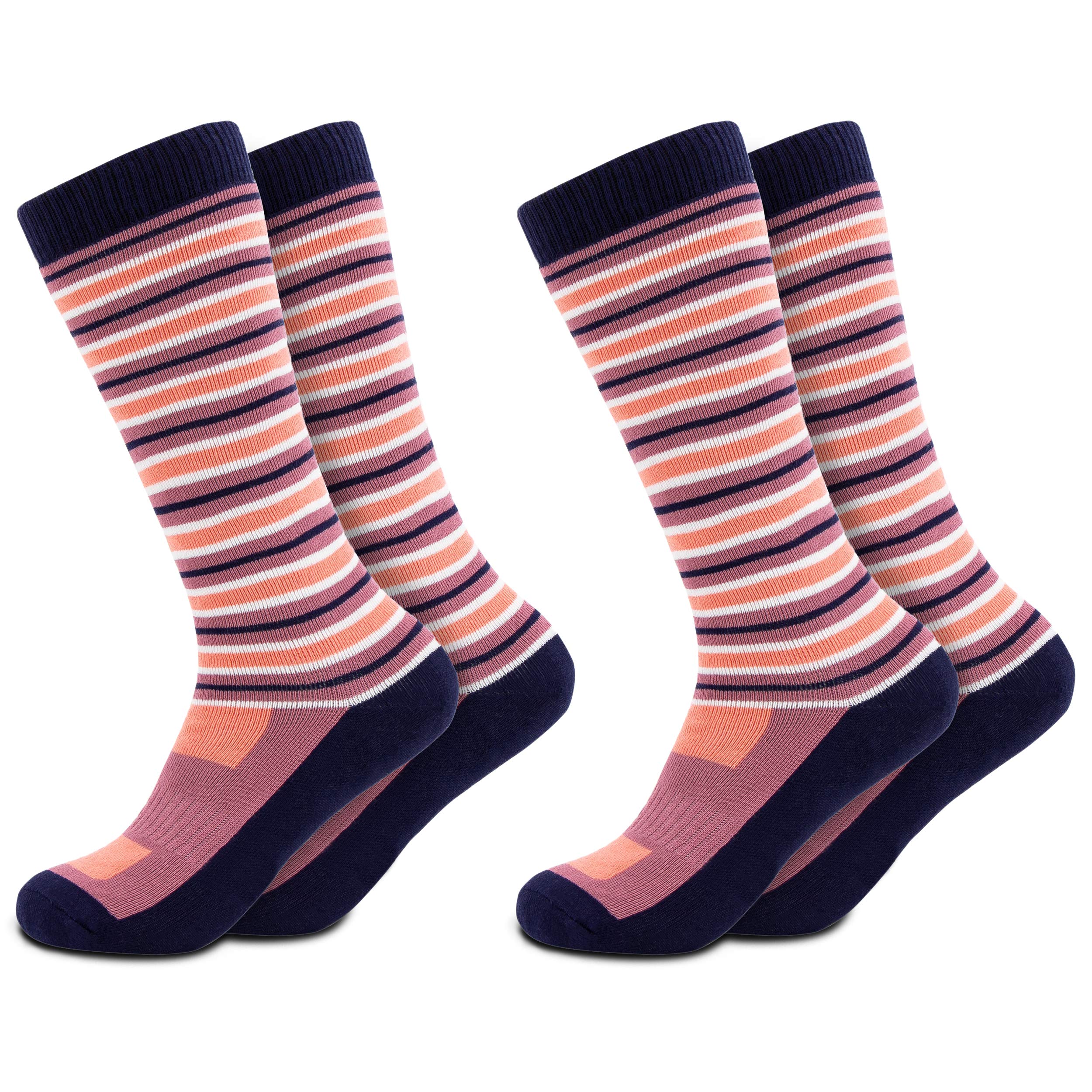 Occulto Kids' Thermal Ski Socks (2 Pairs) - Breathable Winter Socks for Boys & Girls - Warm Padded Snow Socks for Skiing, Snowboarding & Outdoor Winter Activities