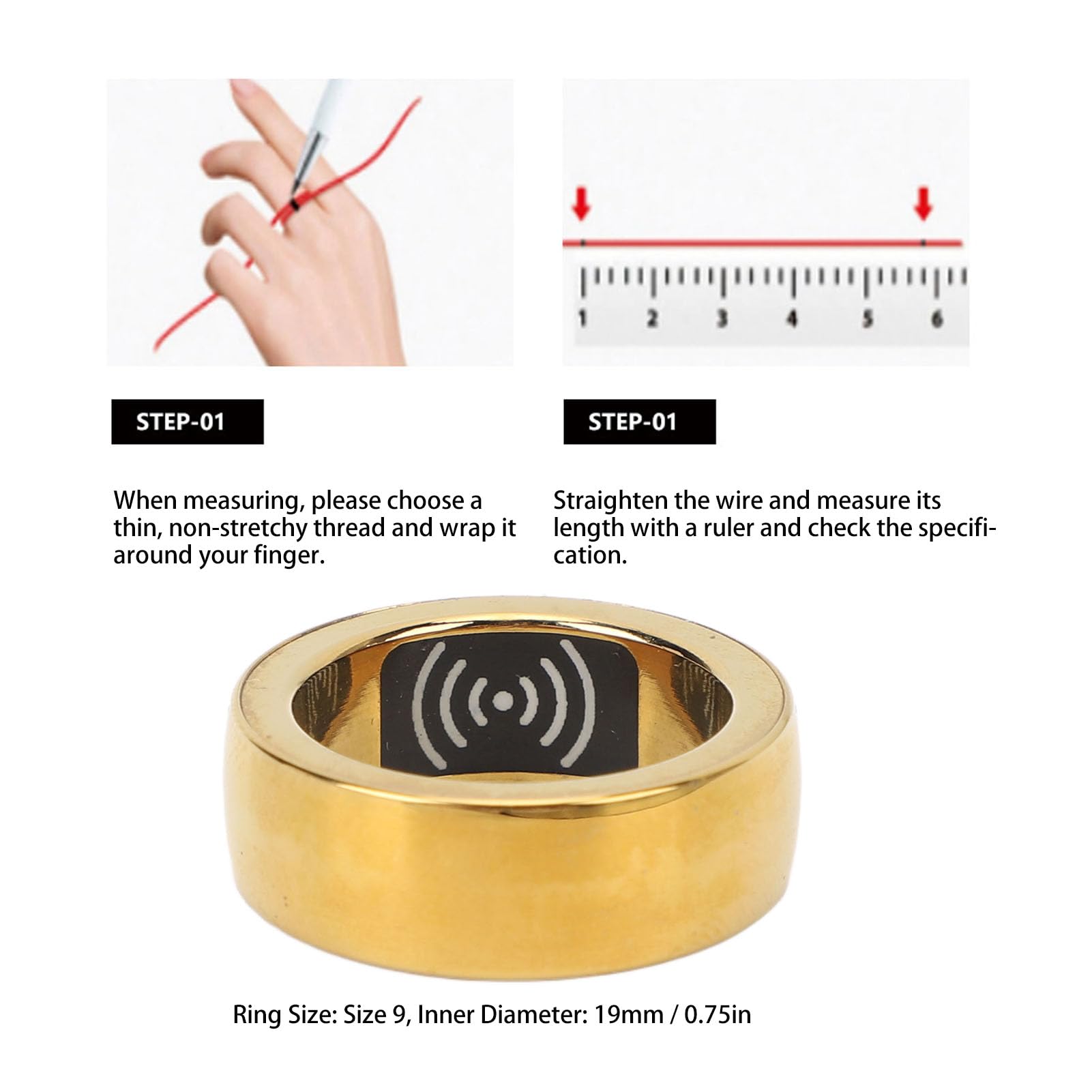 Smart Health Ring for Android - IP68 Waterproof Fitness Tracker with Heart Rate Monitor, Sleep Tracking & Charging Case (Gold) | Perfect for Workouts, Sleep Monitoring & Daily Activity Tracking