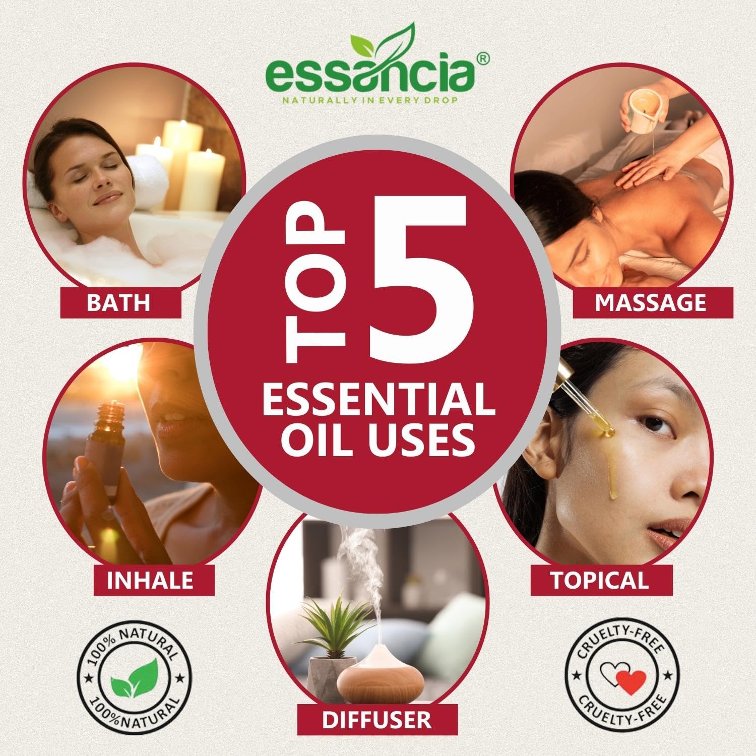 Essancia 100% Pure Natural Undiluted Therapeutic Grade Rose Essential Oil for Skin Rejuvenation & Mood Enhancement - 30ml Aromatherapy Oil for Relaxation, Massage & DIY Beauty Products