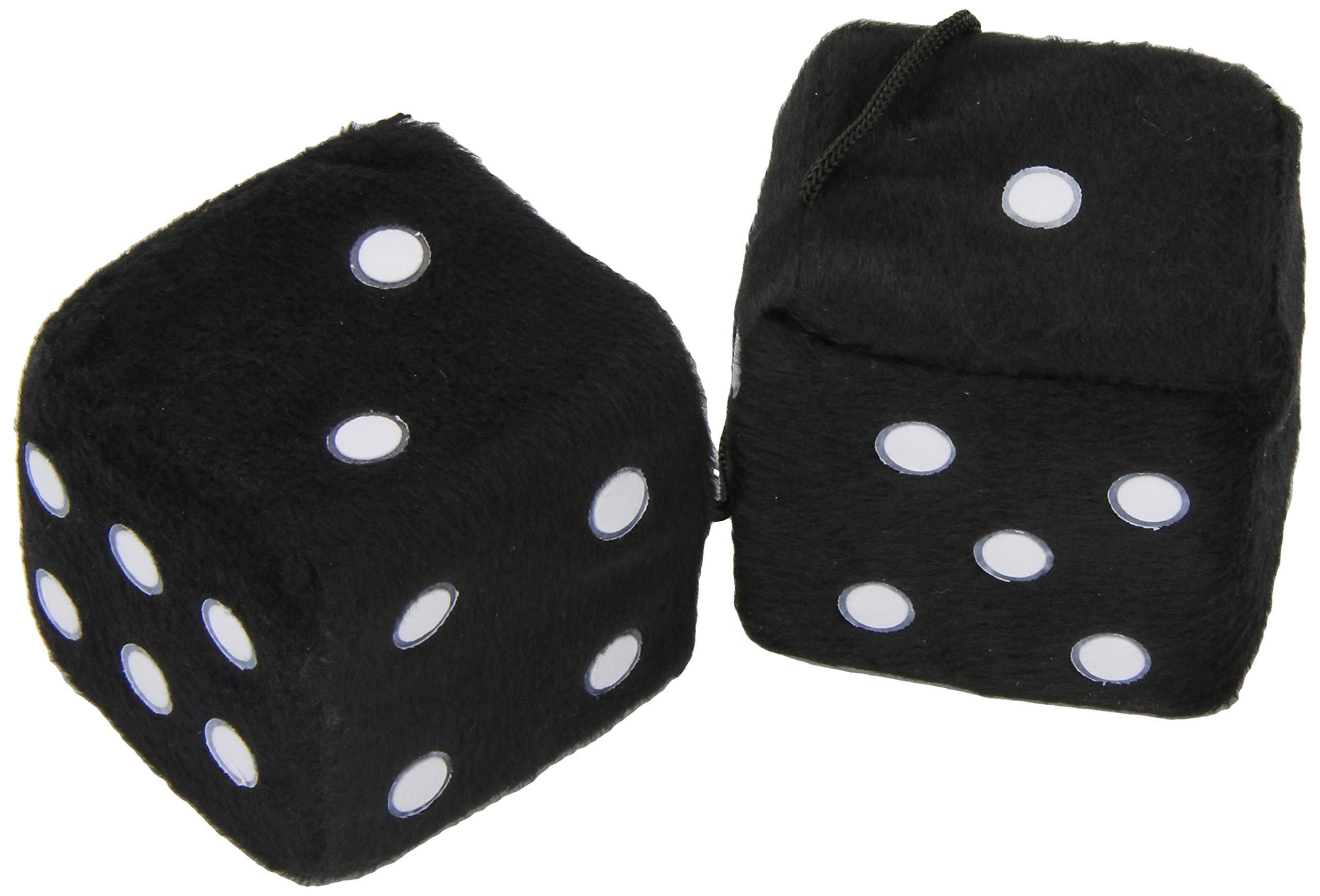 DADOS20 Black Furry Dice for Cars - 7 x 7 cm Hanging Accessories - Perfect for Vintage Cars, Truck Decor & Retro Themed Parties