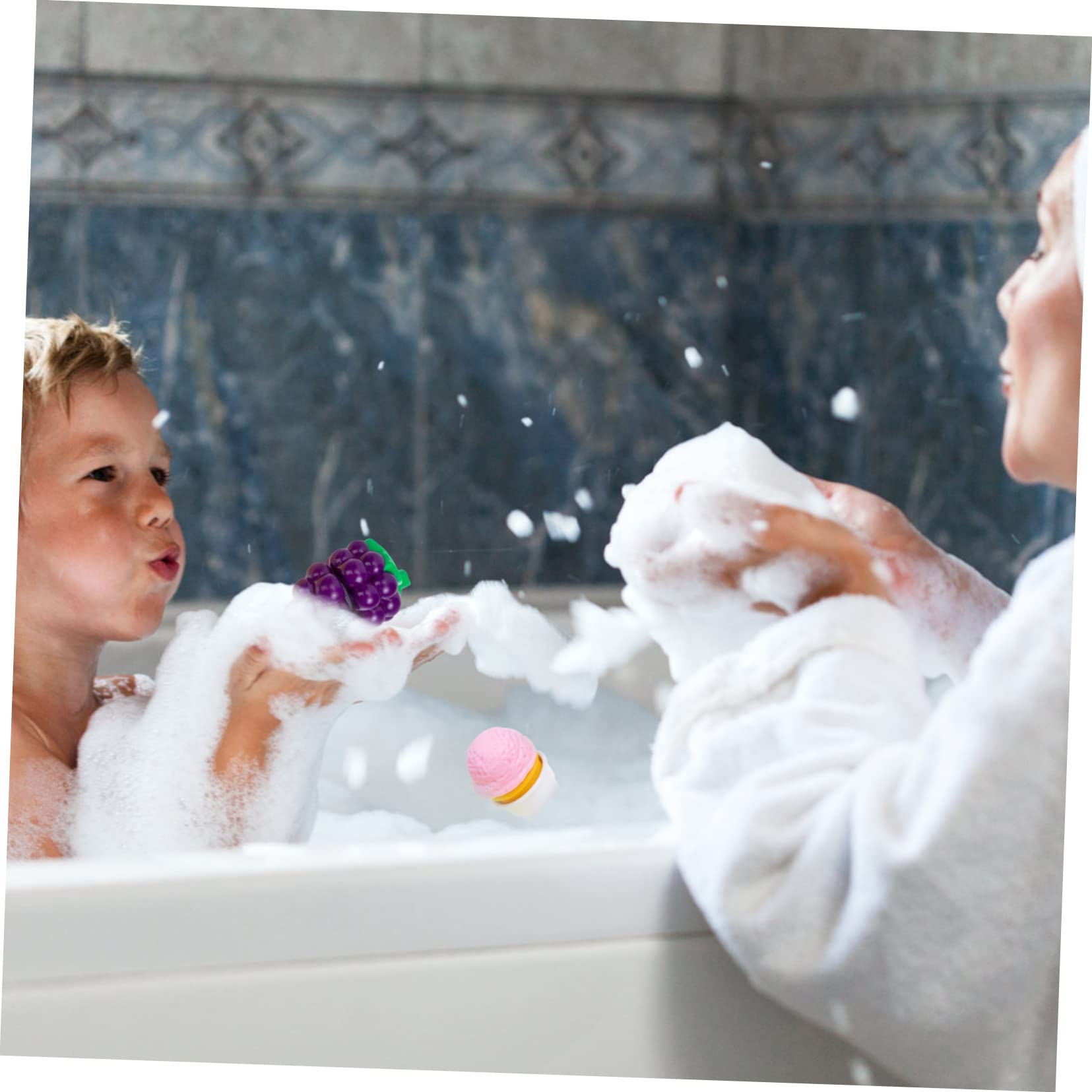 UPKOCH 2 Pack Bubble Blowing Machine for Kids - Fun Ice Cream Themed Bath Toys, Safe Plastic Bathtub Play Set for Toddlers & Babies (Pink) - Perfect for Bath Time, Pool Parties & Sensory Play