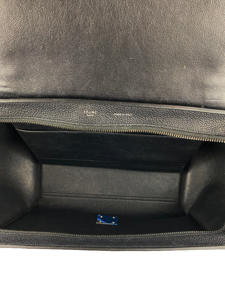 Celine Black Leather Trapeze Handbag for Women | Luxury Crossbody Shoulder Bag | Perfect for Work, Travel & Evening Events
