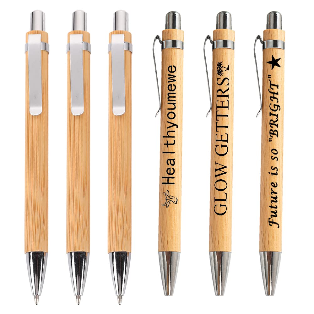 Custom Engraved Bamboo Ballpoint Pens Bulk (90PC) - Personalized Office & School Writing Pens for Graduation Gifts, Company Logo Pens | Ideal for Corporate Gifts, Graduation Favors & Everyday Office Use