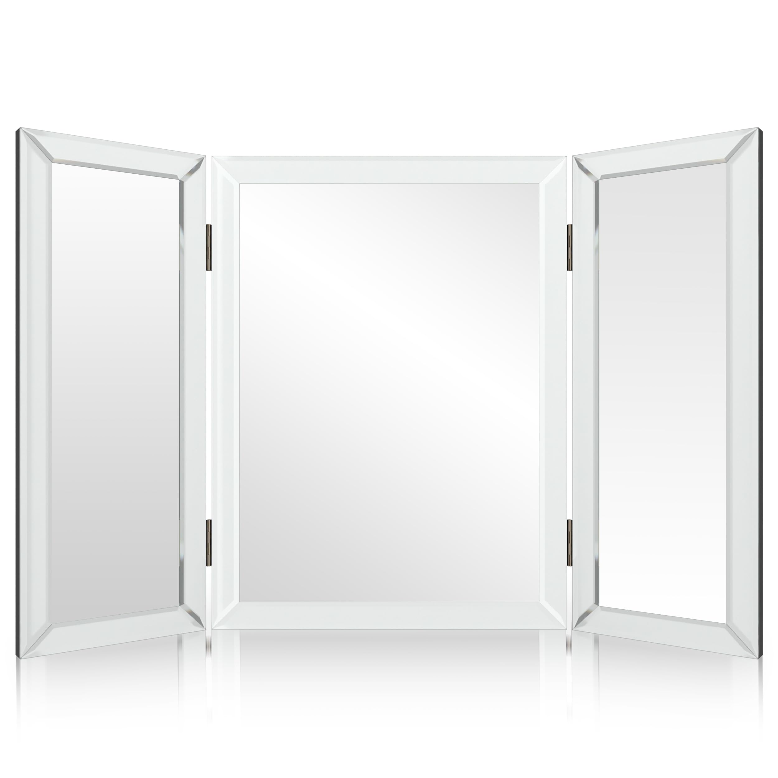 3-Way Trifold Mirror - 21 x 31 Inch 3-Sided Vanity Mirror for Makeup, Hair Styling & Self Haircut - Portable Tabletop Folding Mirror for Bedroom, Bathroom & Salon Use