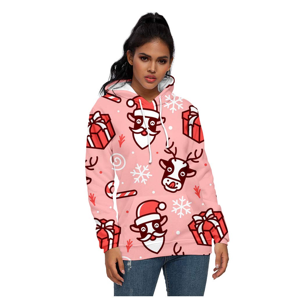 Wocachi Unisex Hooded Sweatshirt - Christmas 3D Print Couple Hoodie for Women & Men, Stylish Winter Pullover with Elastic Cuffs | Cozy Lightweight Polyester Blend | Perfect for Back to School, Casual Outings & Holiday Gifting